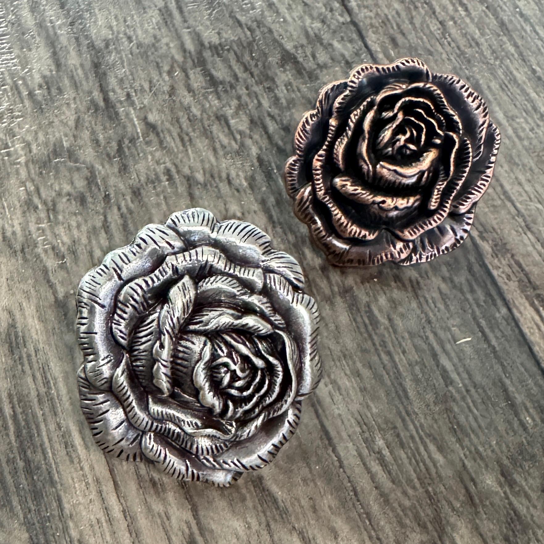 Wild Rag Scarf Slide Antique Silver or Copper Rose