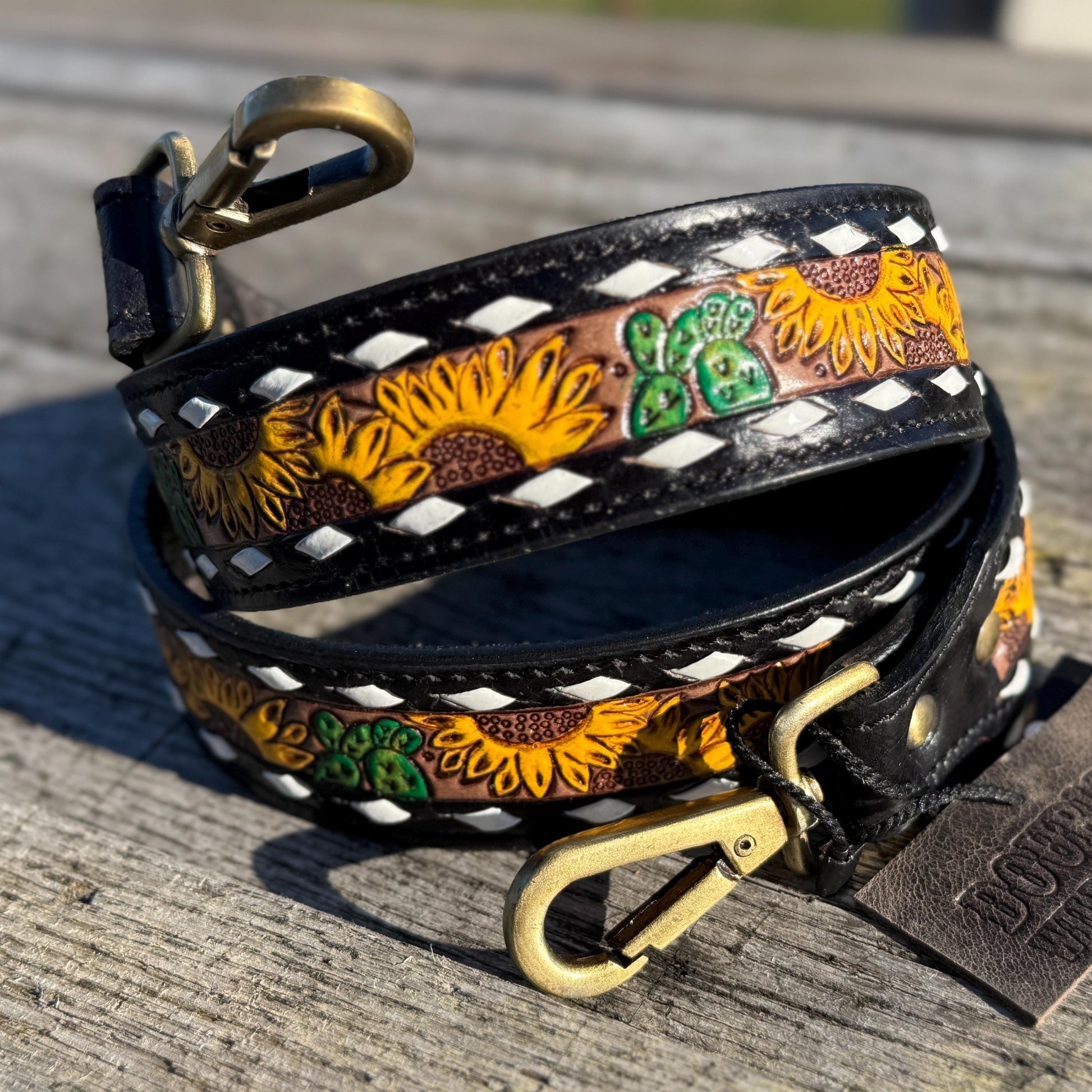 Western purse shoulder strap Cowhide tooled leather by Double B Wild Rags