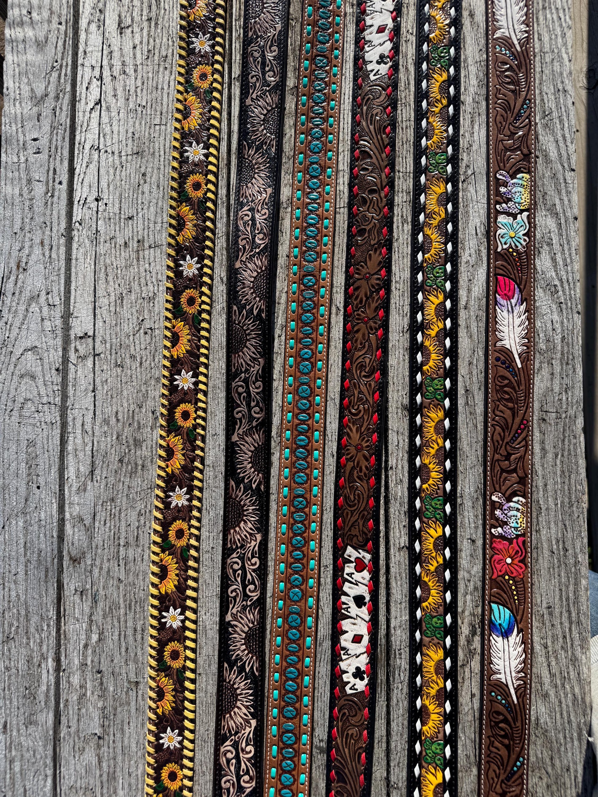 Western purse shoulder strap Cowhide tooled leather by Double B Wild Rags