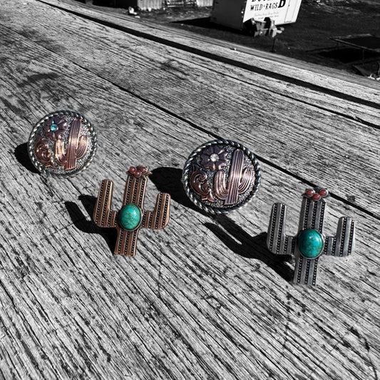 Wild Rag SLIDE 508 Slide 1.5" Cactus w/ stone or silhouette Concho Scarf Slide