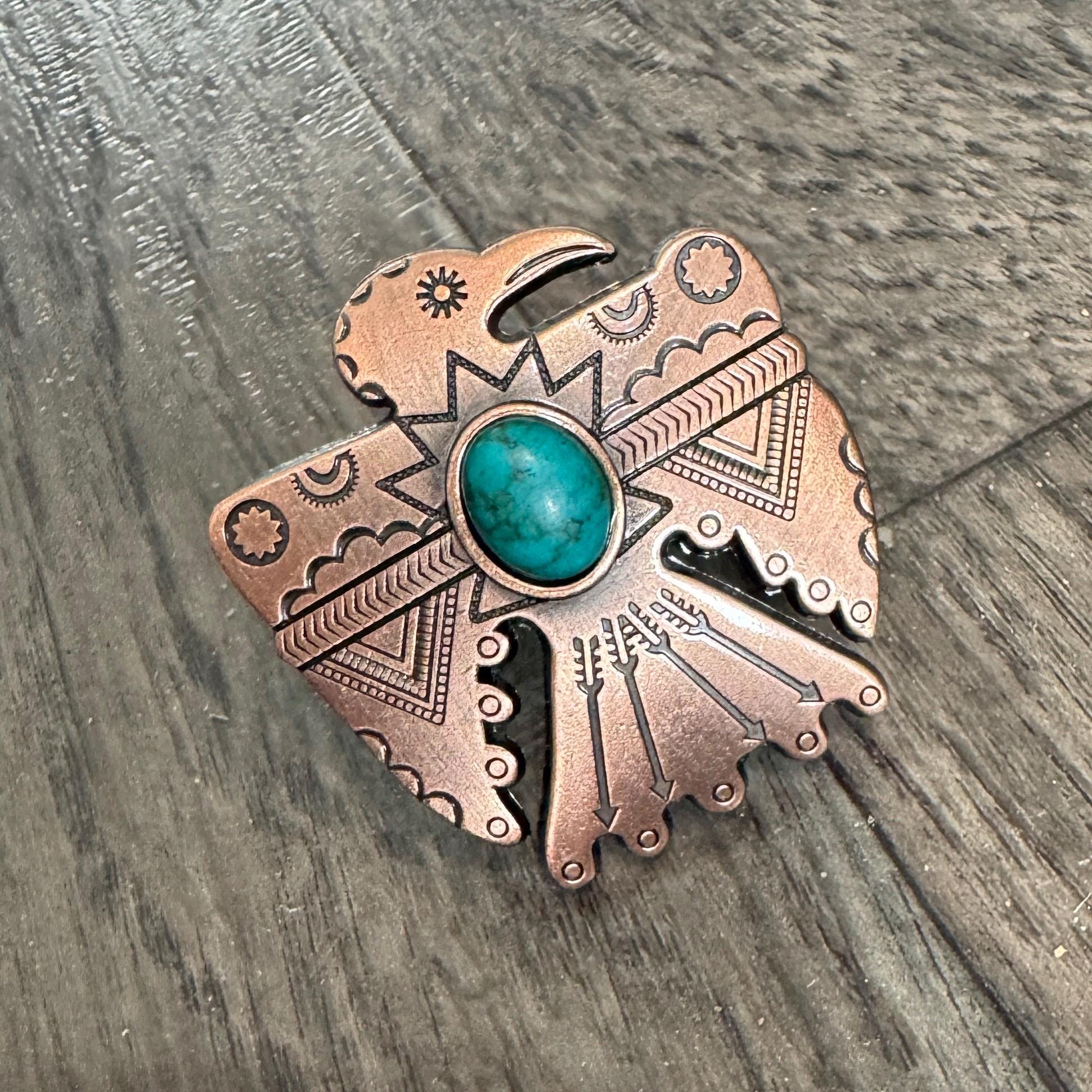 Wild Rag SLIDE 507 Thunderbird Concho Copper or Antique Silver Scarf Slide from Double B Wild Rags