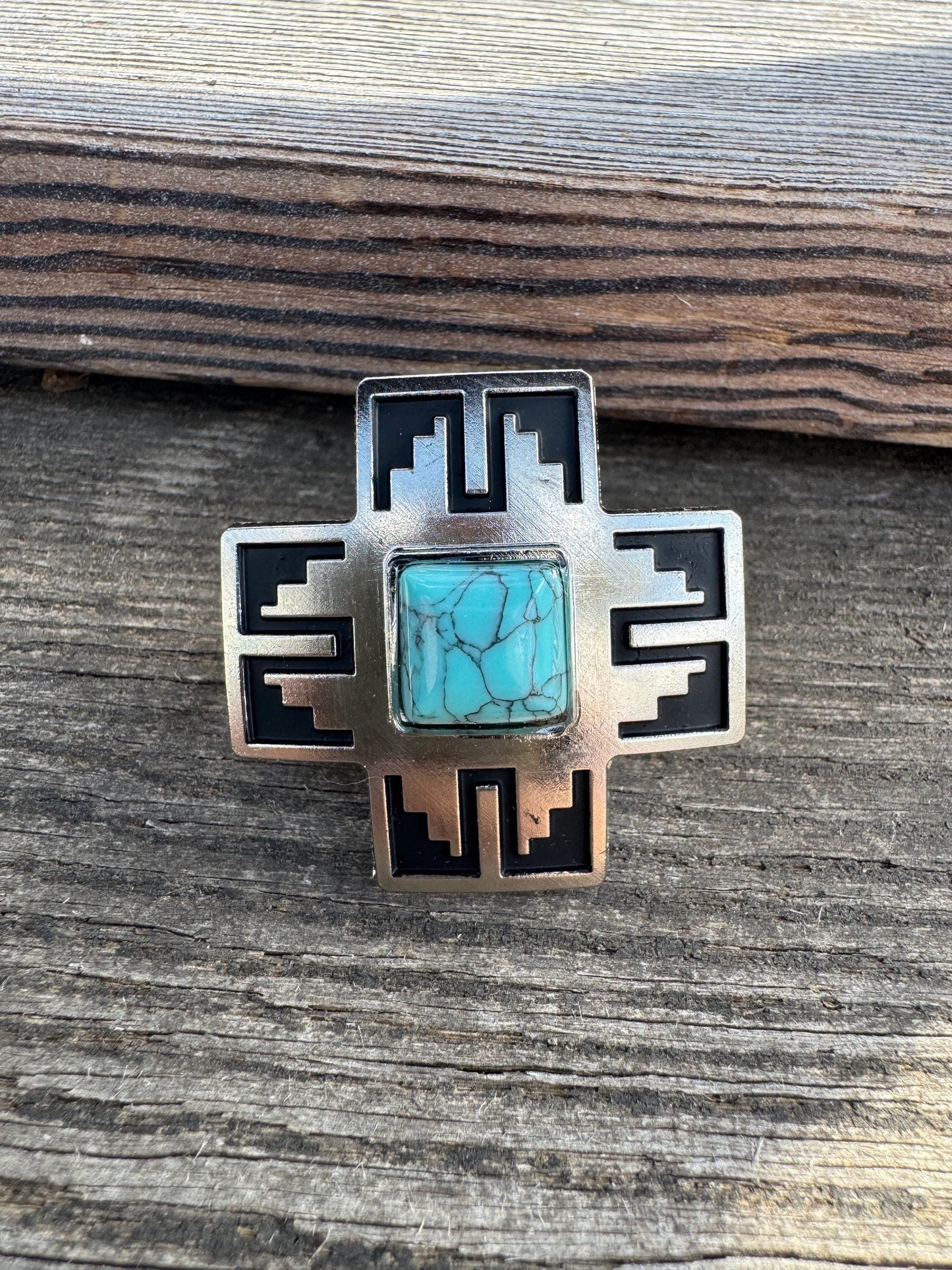 Wild Rag SLIDE 528 Copper Navajo Cross with Turquoise stone Concho Scarf Slide from Double B Wild Rags