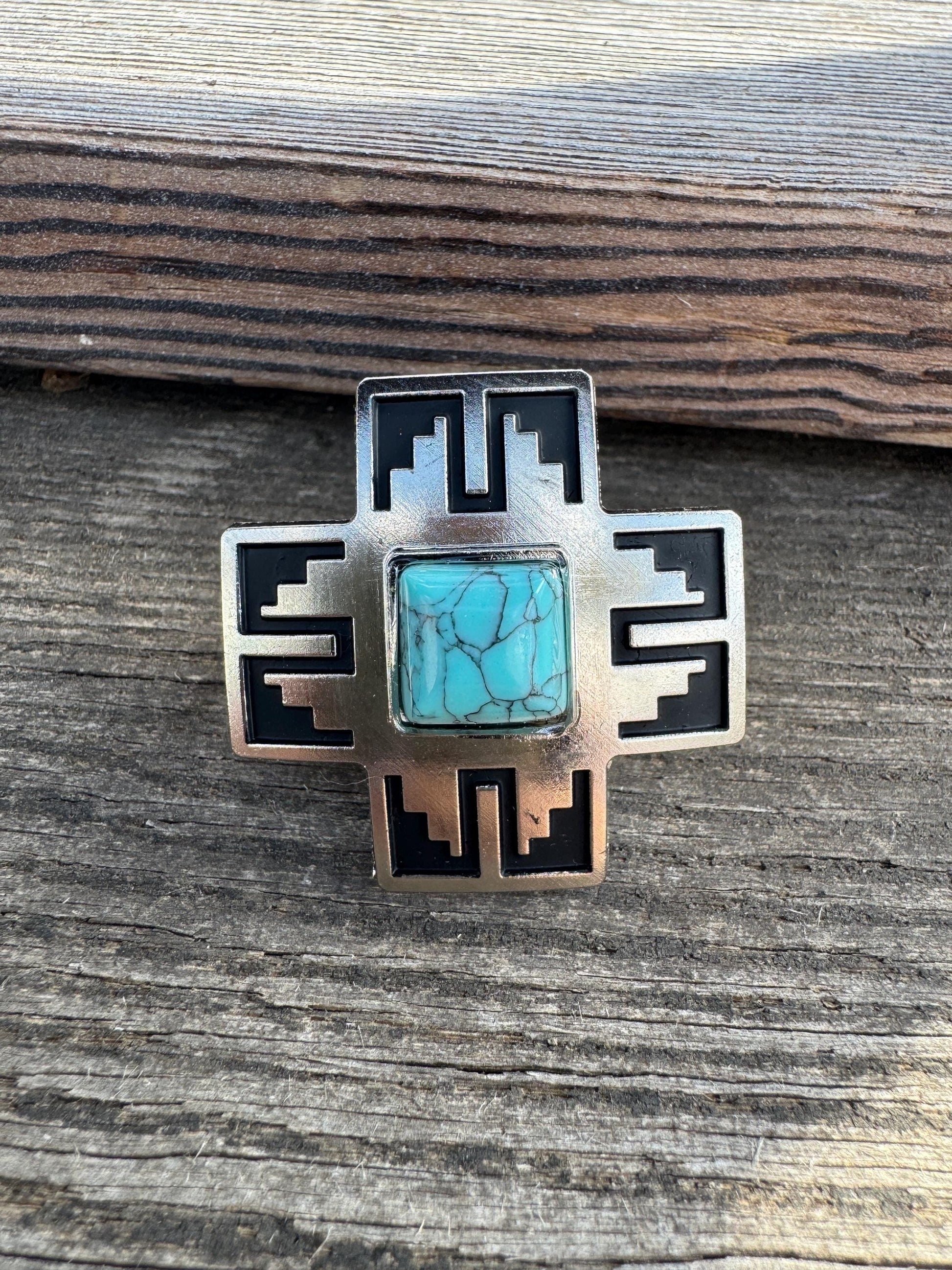 Wild Rag SLIDE 528 Copper Navajo Cross with Turquoise stone Concho Scarf Slide from Double B Wild Rags