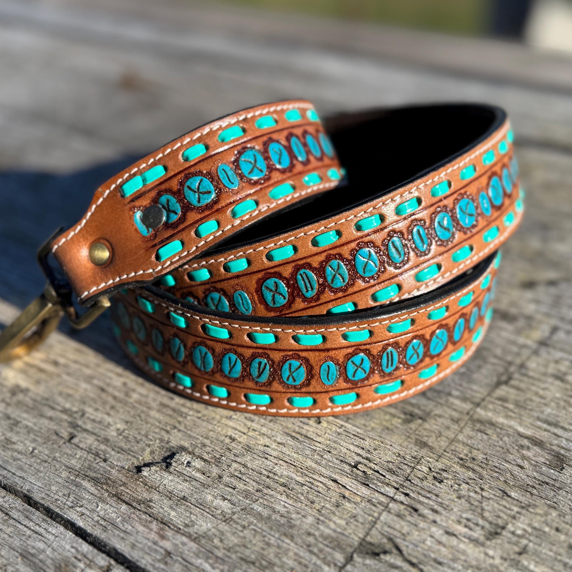 Western purse shoulder strap Cowhide tooled leather by Double B Wild Rags