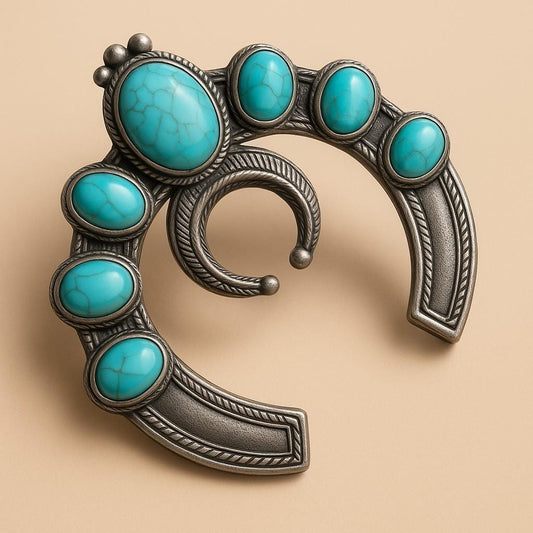 Wild Rag SLIDE Squash Blossom with turquoise stone accent Concho Scarf Slide from Double B Wild Rags