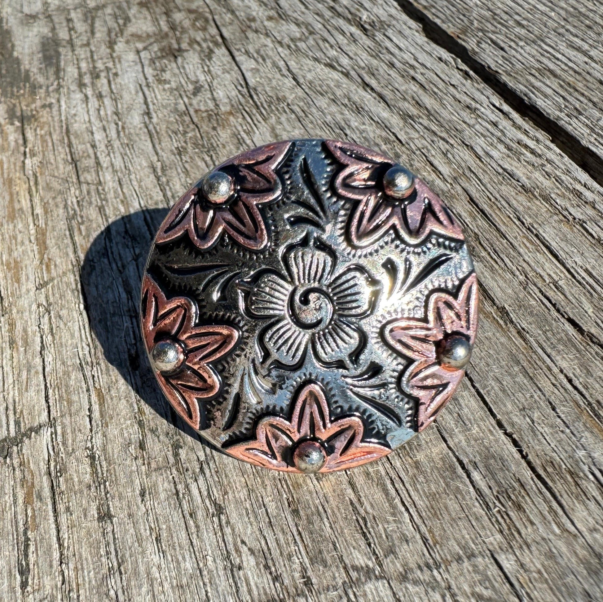 Wild Rag Slide Concho Floral Copper edge by Double B Wild Rags