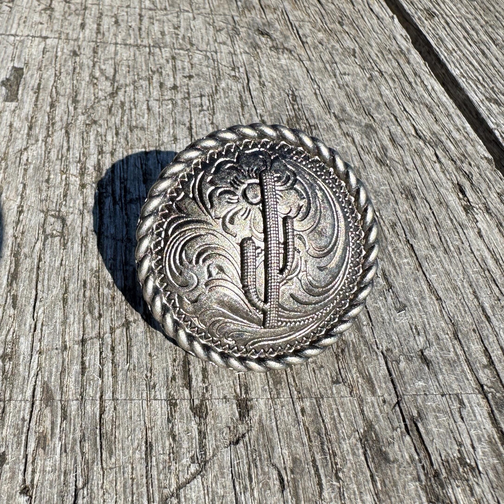 Wild Rag Scarf Slide Antique Silver Cactus, Arrows, or Floral details with rope edge Concho from Double B Wild Rags