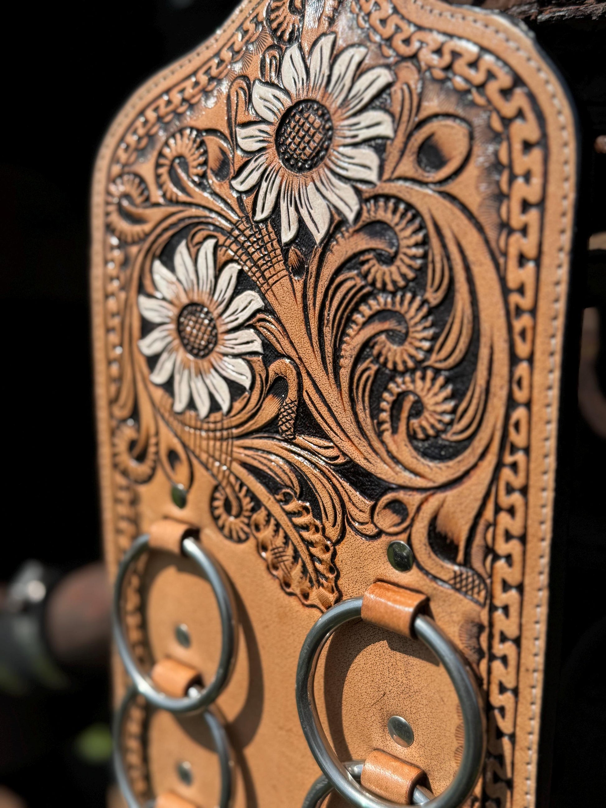 Genuine Western Tooled Leather Wild Rag Scarf Display Holder Keeper a Double B Wild Rags Exclusive