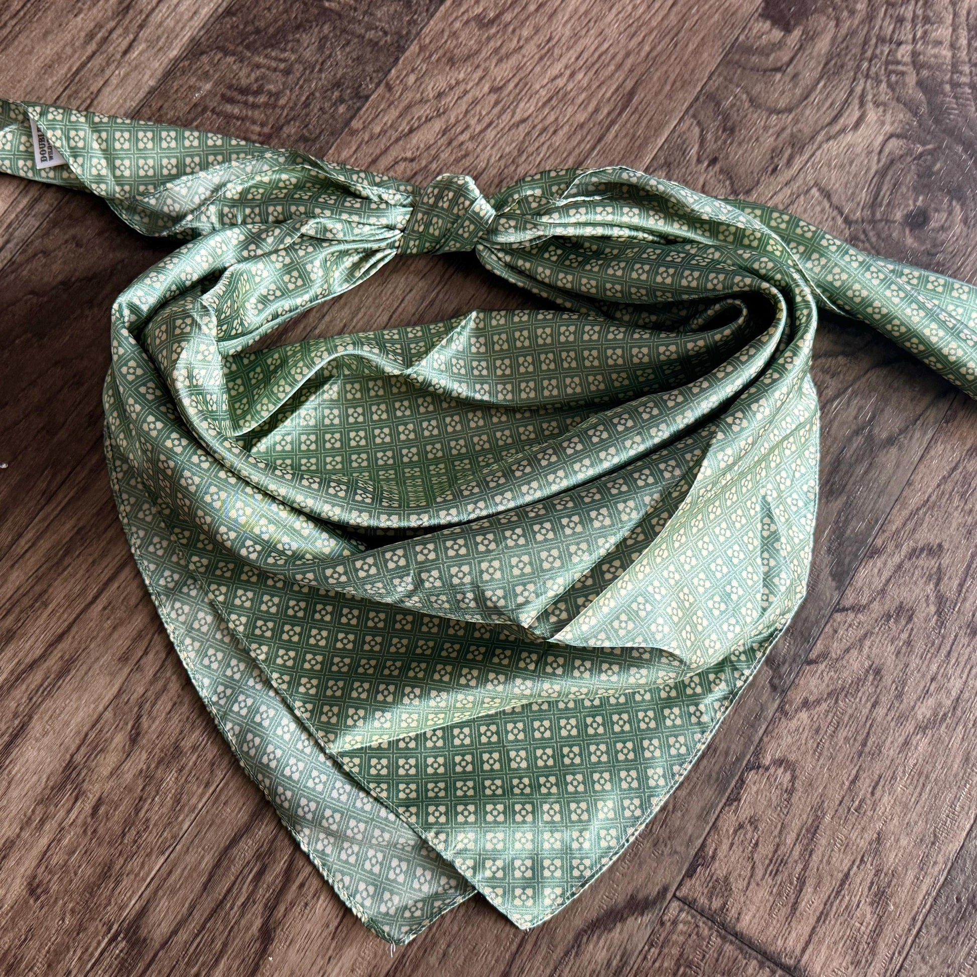 WILD RAG Sage Green and Ivory Motif Cowboy Western Neck Scarf Bandanna by Double B Wild Rags