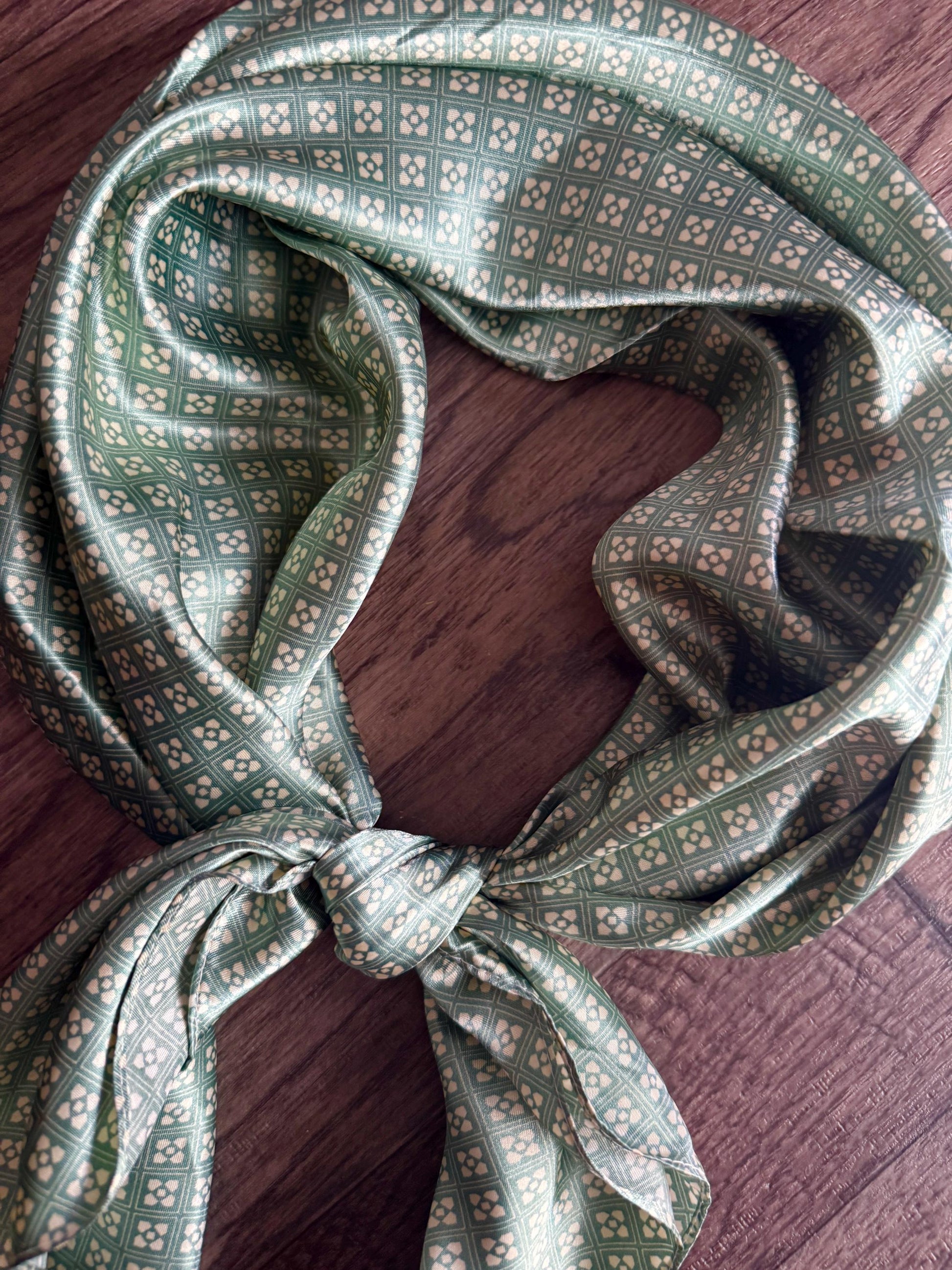 WILD RAG Sage Green and Ivory Motif Cowboy Western Neck Scarf Bandanna by Double B Wild Rags
