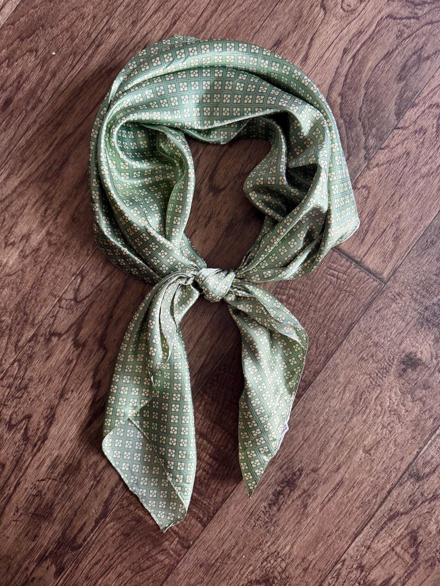 WILD RAG Sage Green and Ivory Motif Cowboy Western Neck Scarf Bandanna by Double B Wild Rags