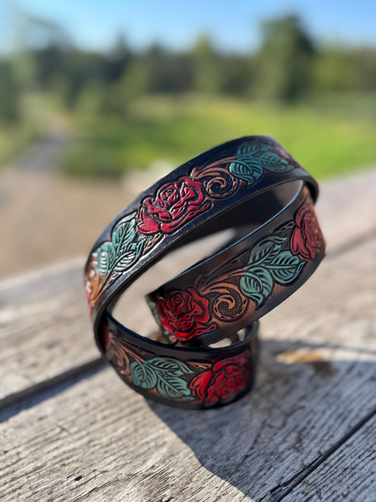 Western purse shoulder strap with roses by Double B Wild Rags