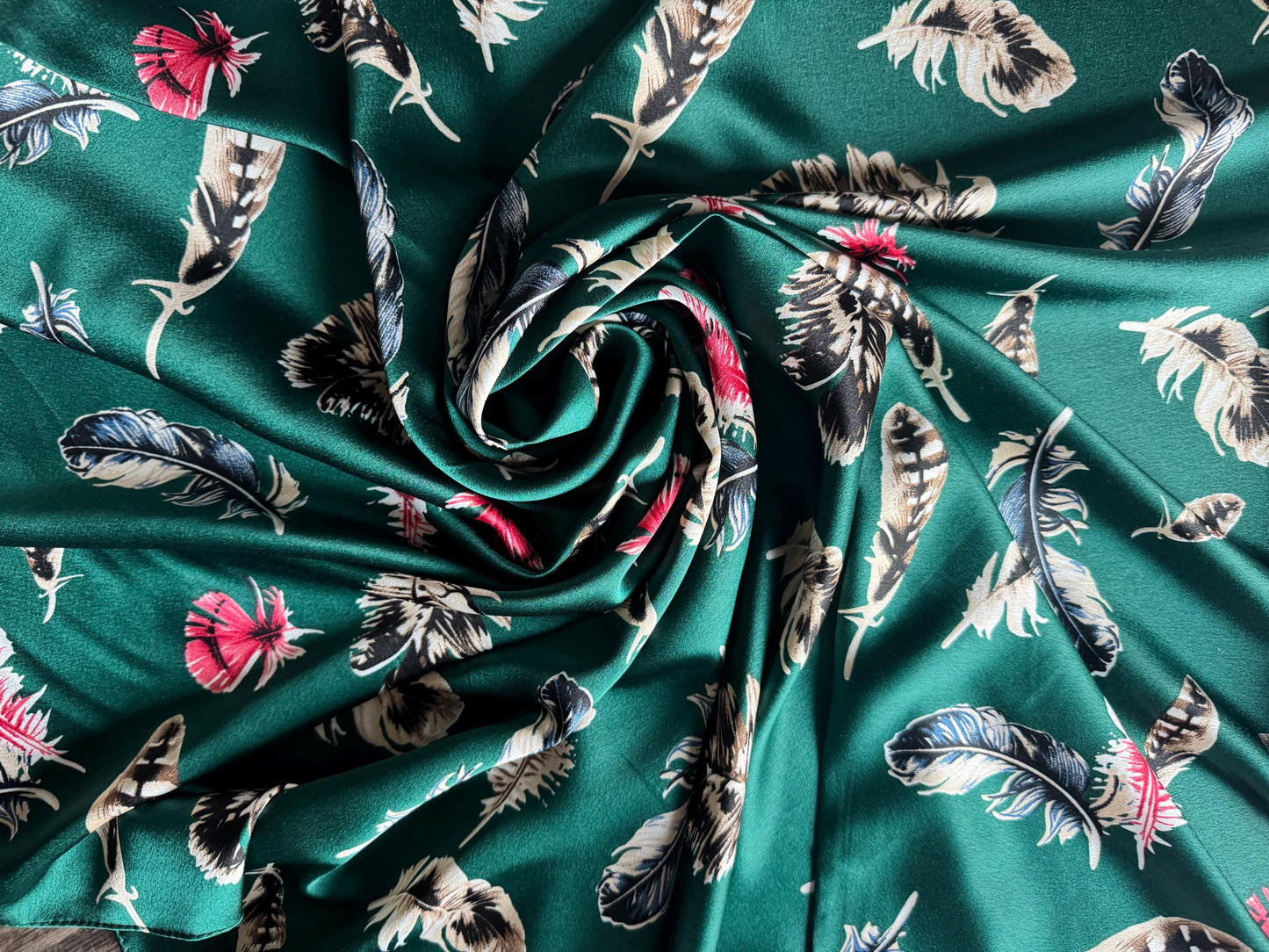 Wild Rag Green and Red Multi Feather Print Western Cowboy Neck Scarf Bandana by Double B Wild Rags