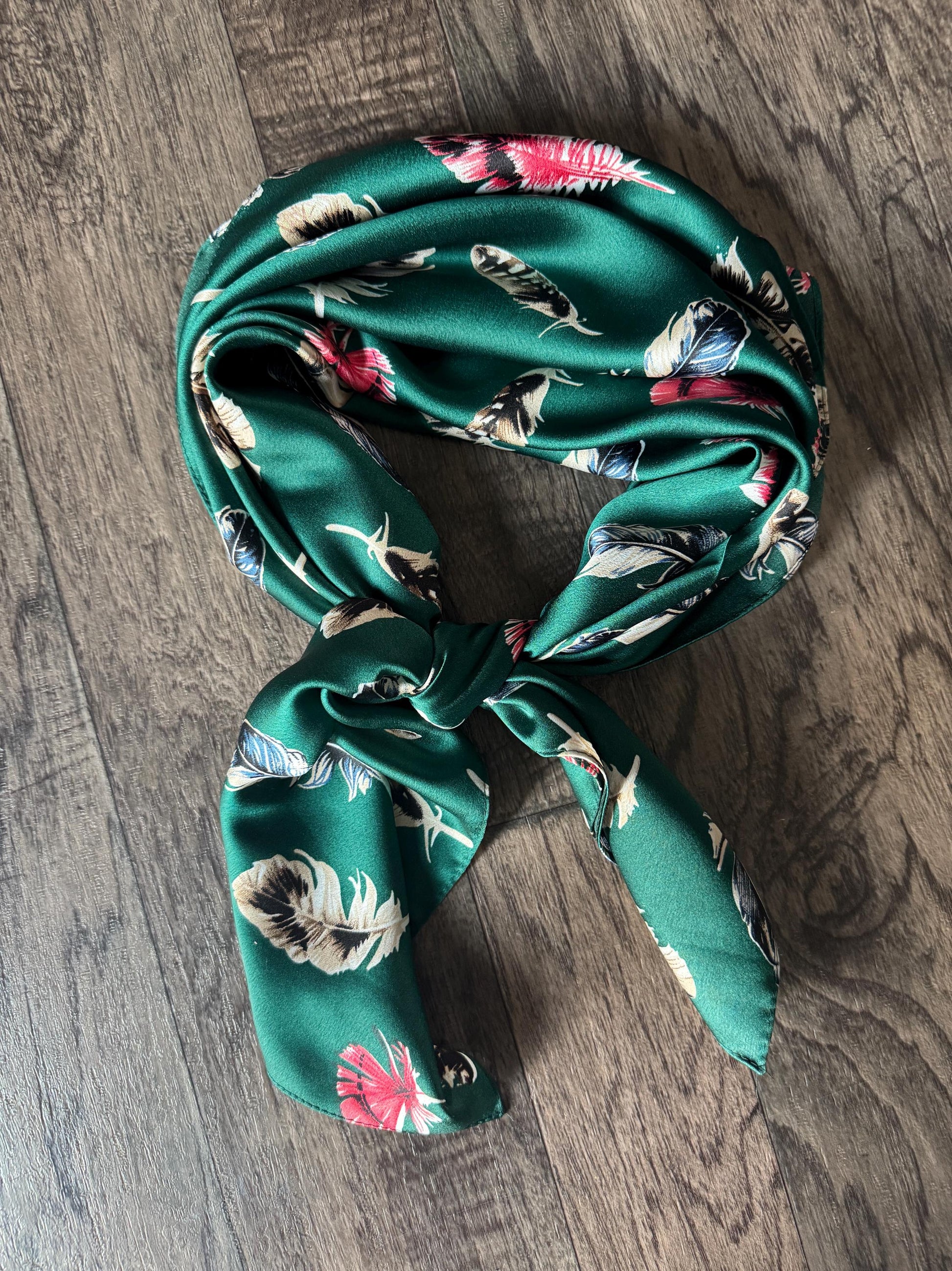 Wild Rag Green and Red Multi Feather Print Western Cowboy Neck Scarf Bandana by Double B Wild Rags