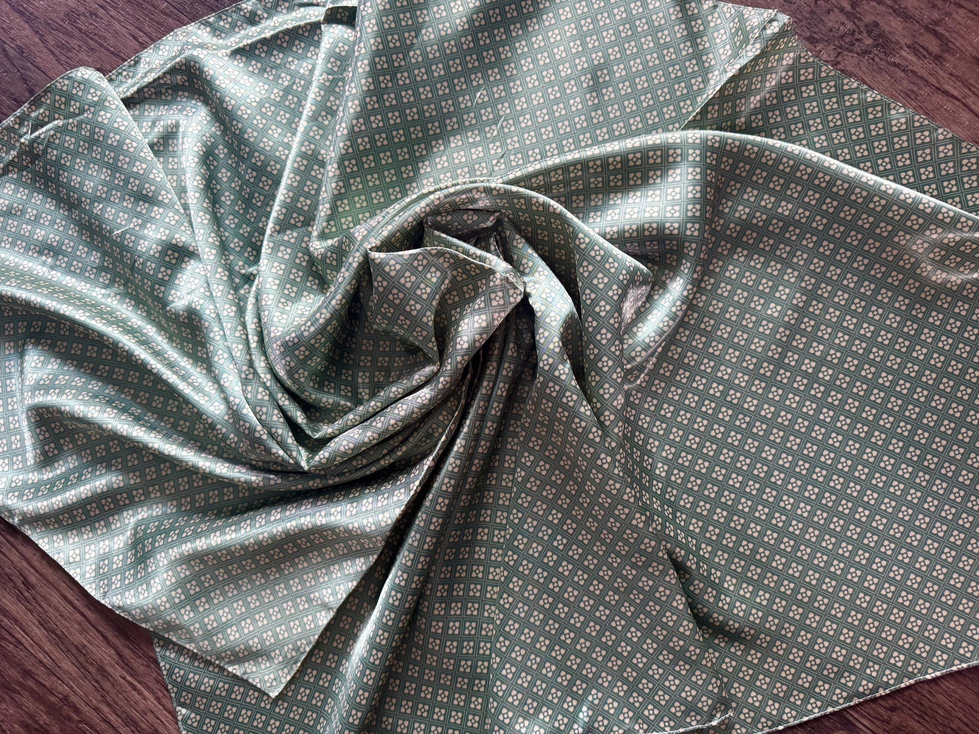 WILD RAG Sage Green and Ivory Motif Cowboy Western Neck Scarf Bandanna by Double B Wild Rags