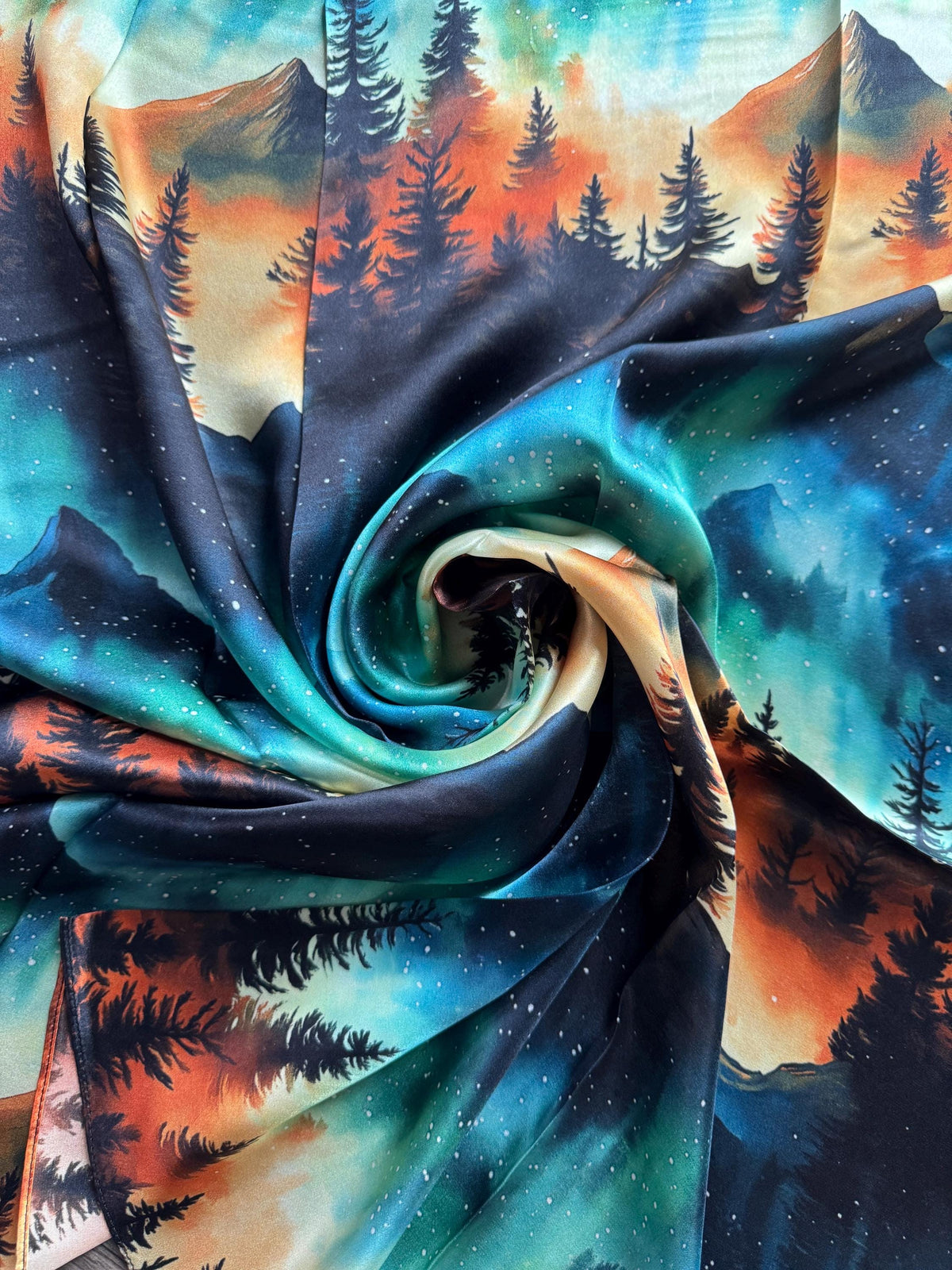 Moon Rag 100% Silk Wild Rag Aurora Borealis Northern Lights in the Mountains by ...