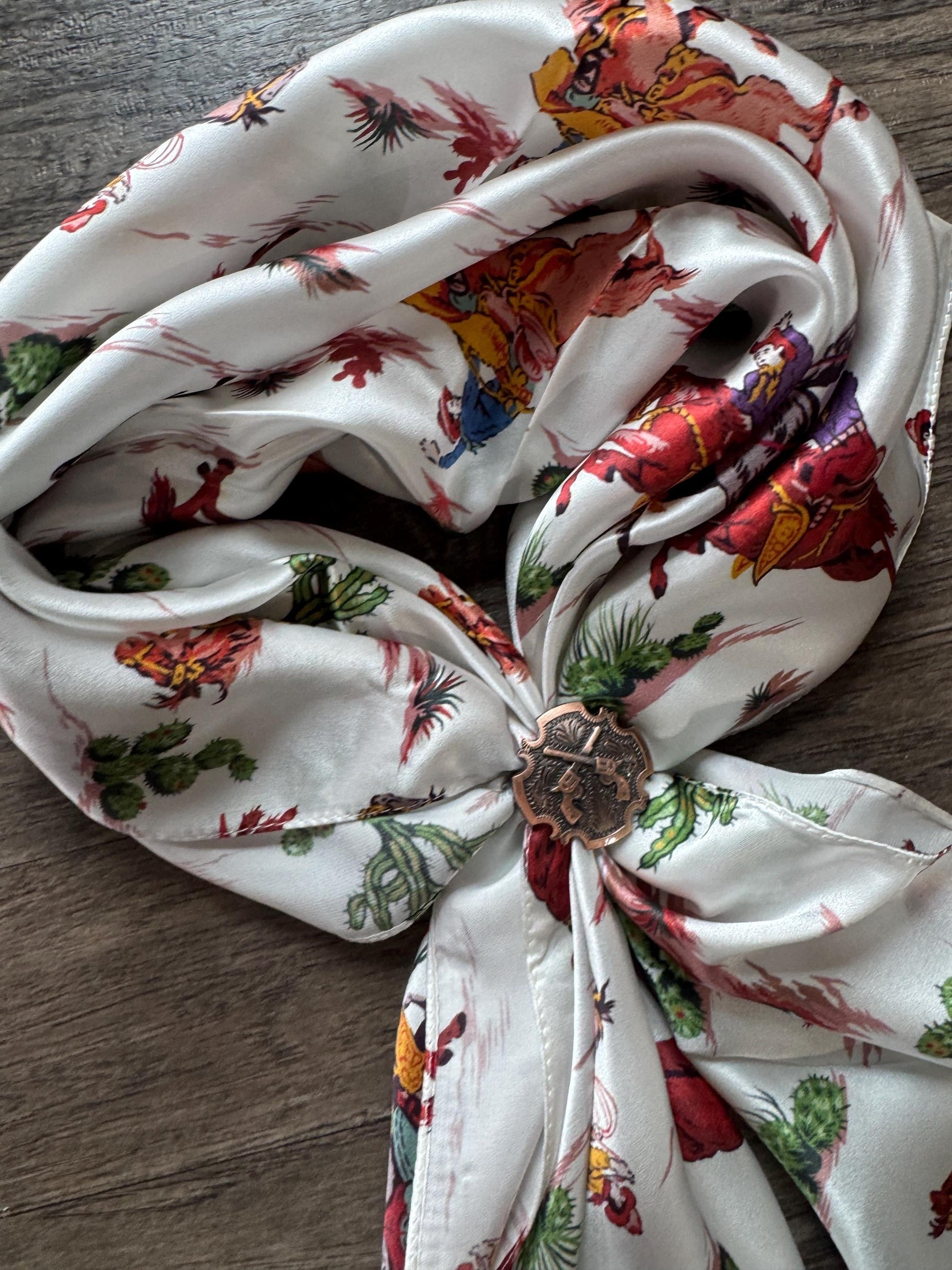 100% Silk Wild Rag Retro Cowboys in Desert by Double B Wild Rags