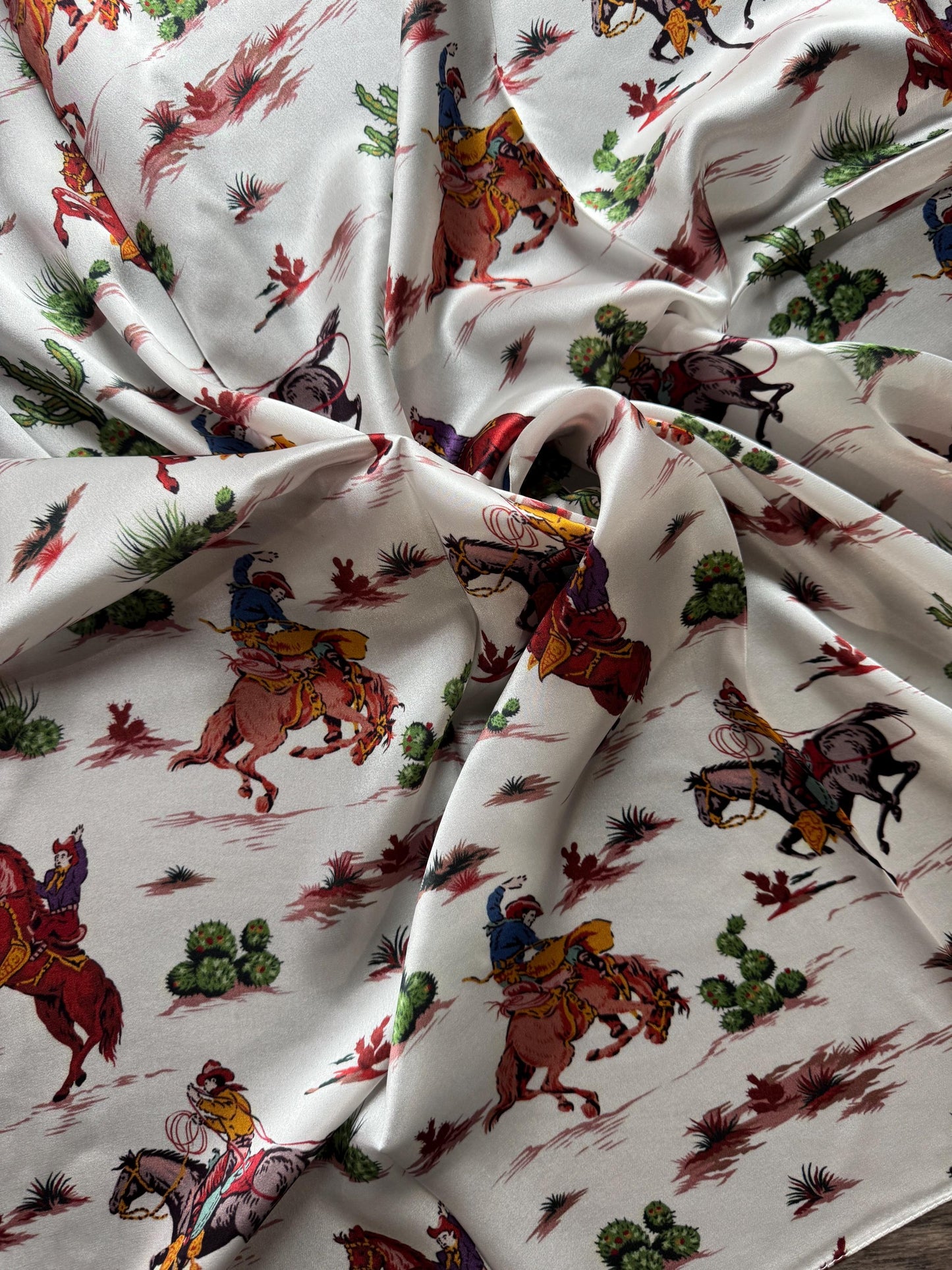 100% Silk Wild Rag Retro Cowboys in Desert by Double B Wild Rags