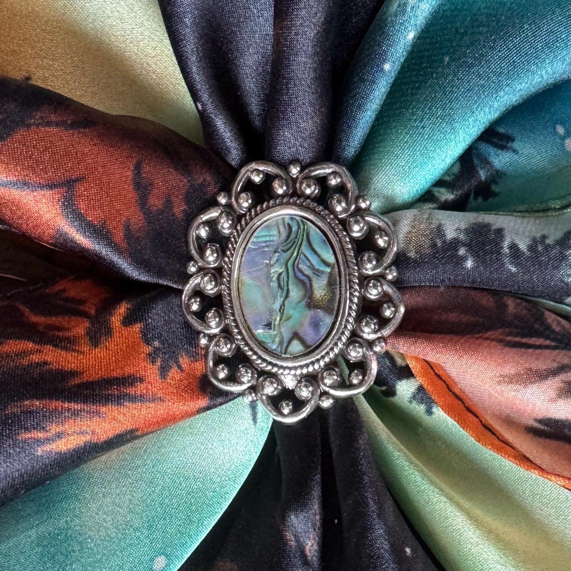 Wild Rag Scarf Slide Oval Vintage Tiger Eye Opal or Crystal by Double B Wild Rags