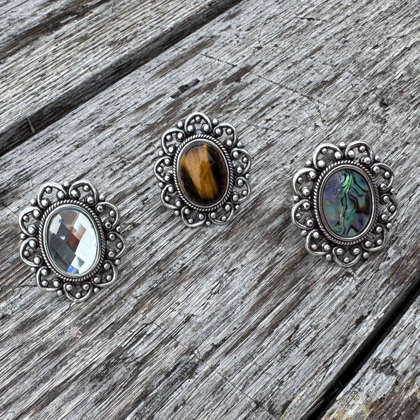 Wild Rag Scarf Slide Oval Vintage Tiger Eye Opal or Crystal by Double B Wild Rags