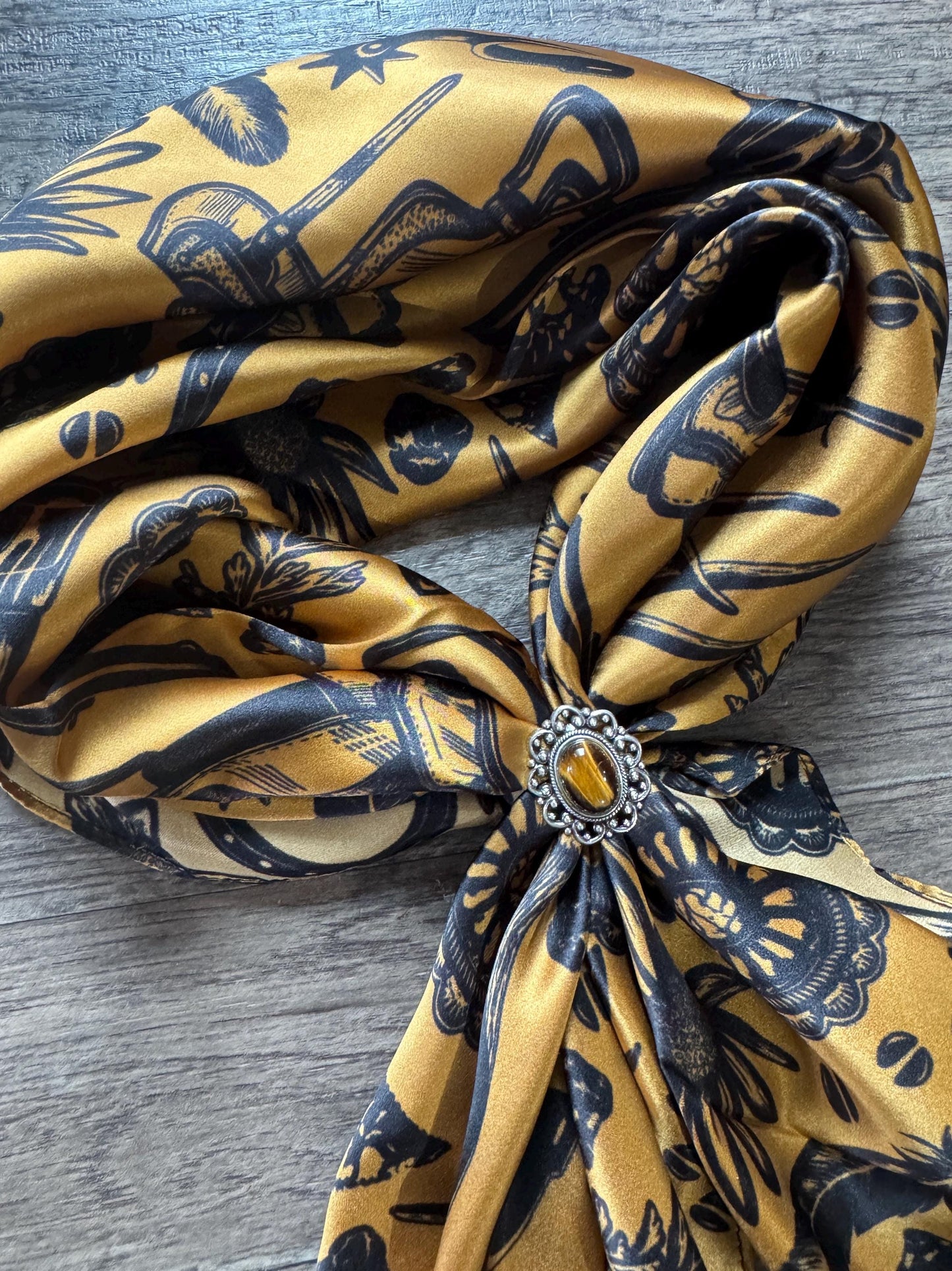 Wild Rag Scarf Slide Oval Vintage Tiger Eye Opal or Crystal by Double B Wild Rags