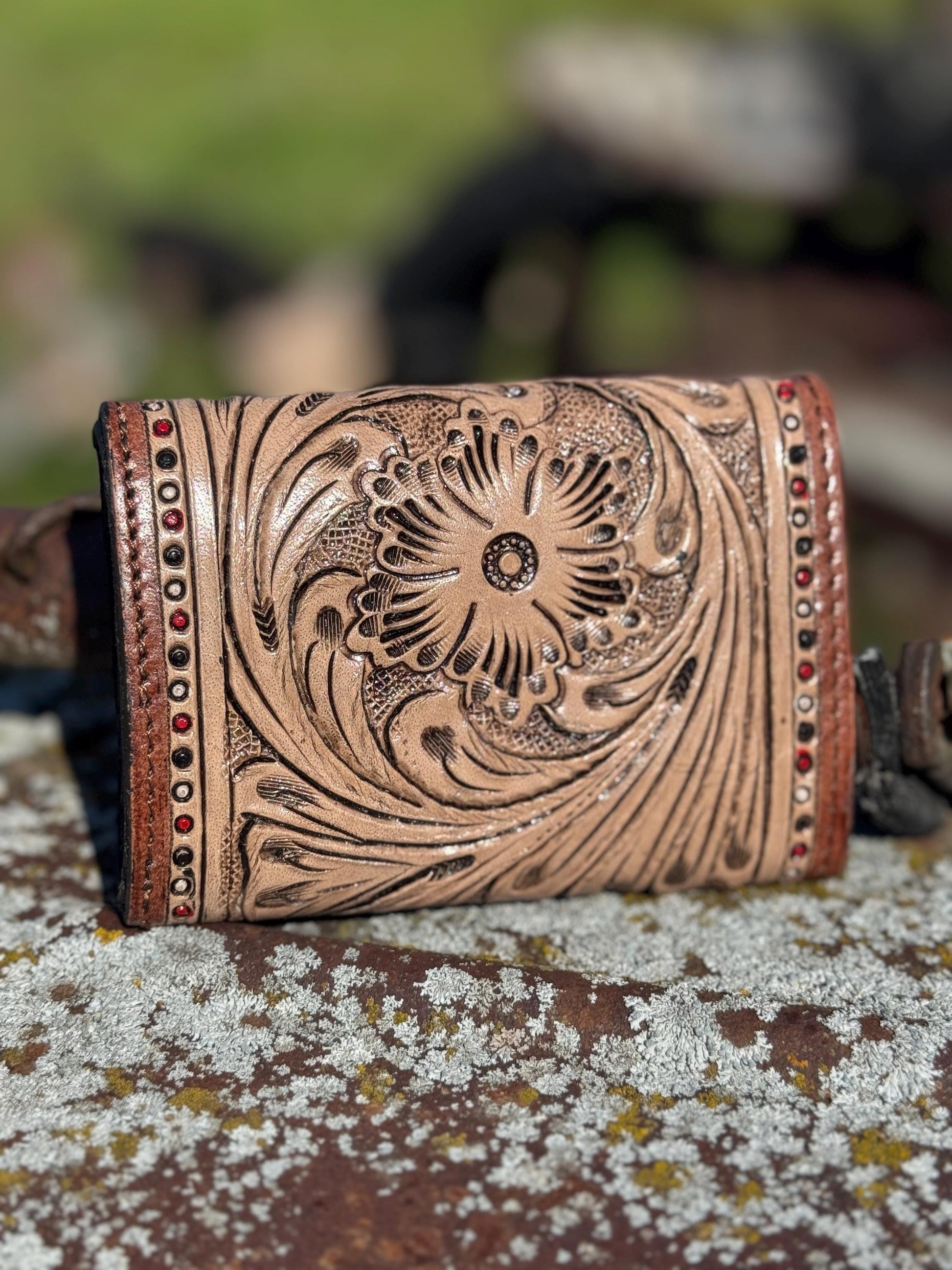 Aces Tri-Fold Wallet Genuine Western Cowhide Leather by Double B Wild Rags