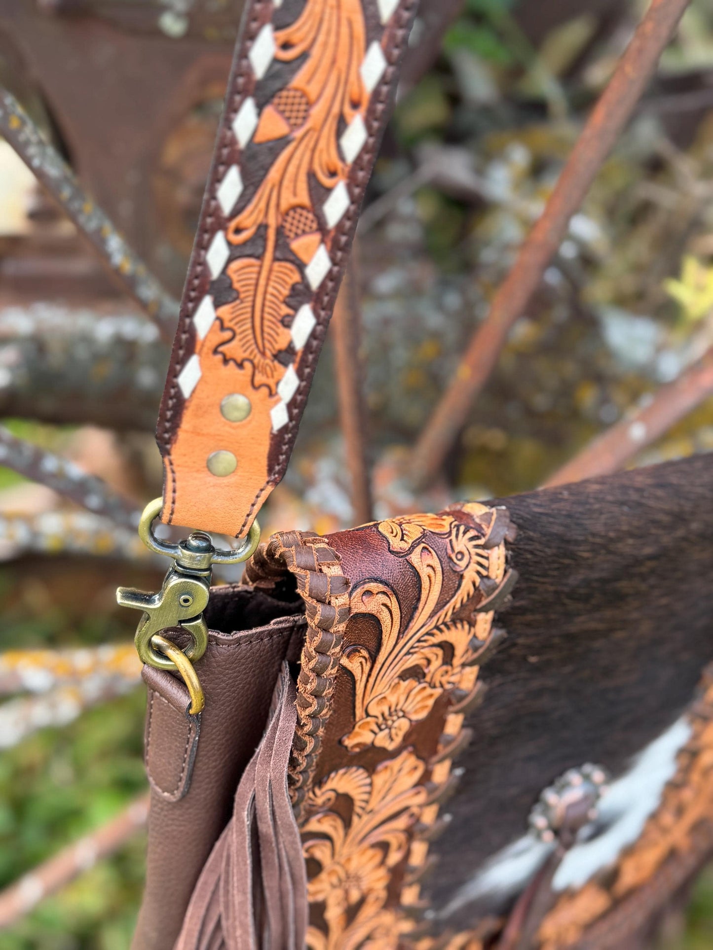 Western Fringe Purse Genuine Cowhide and Leather by Double B Wild Rags