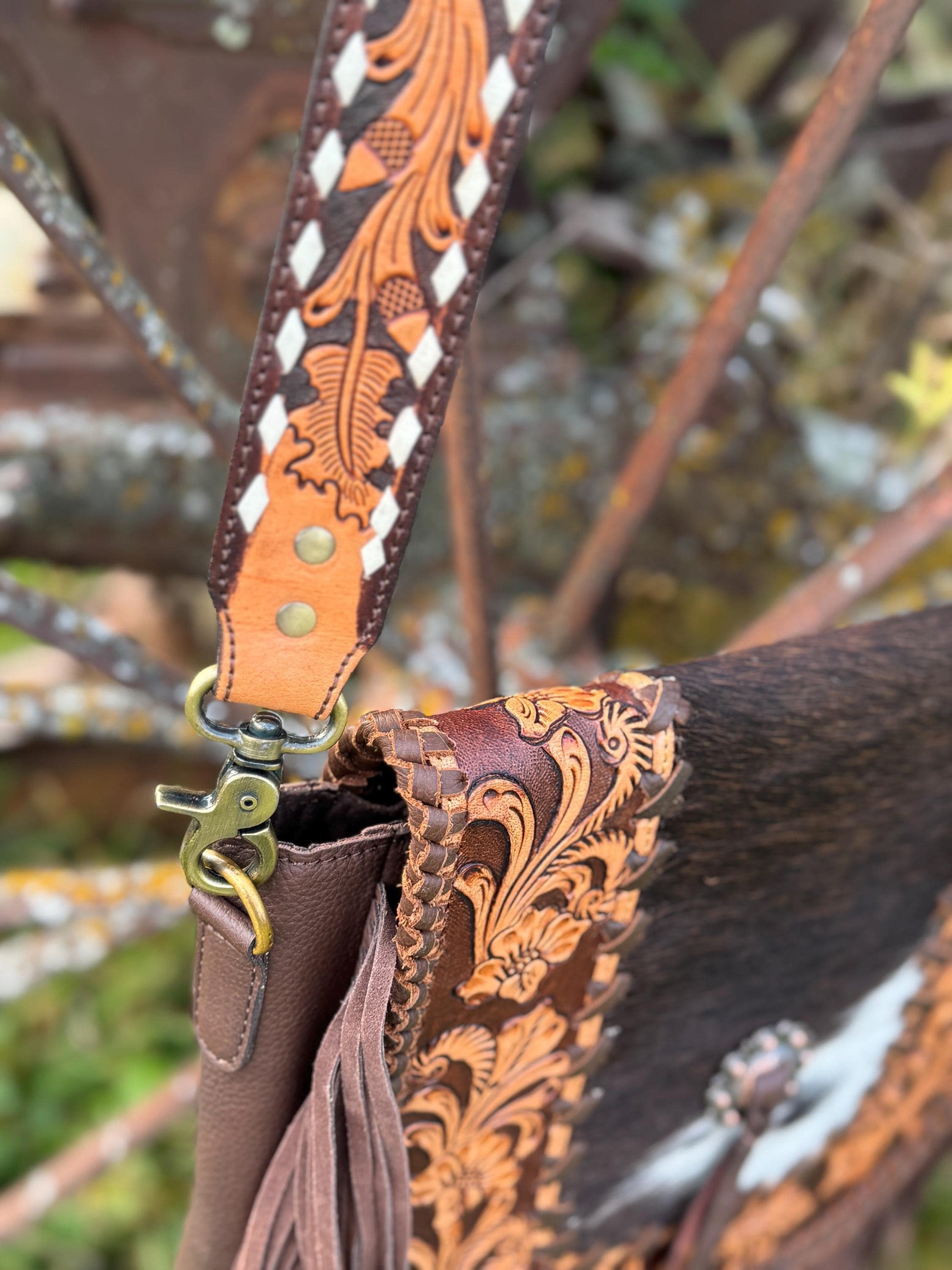 Western Fringe Purse Genuine Cowhide and Leather by Double B Wild Rags