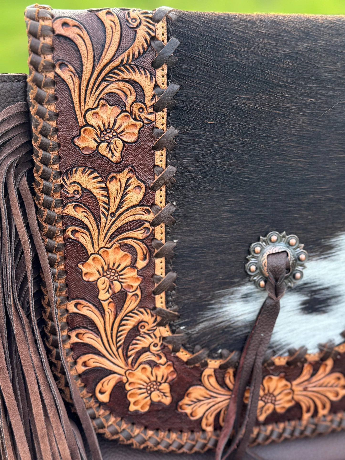 Western Fringe Purse Genuine Cowhide and Leather by Double B Wild Rags