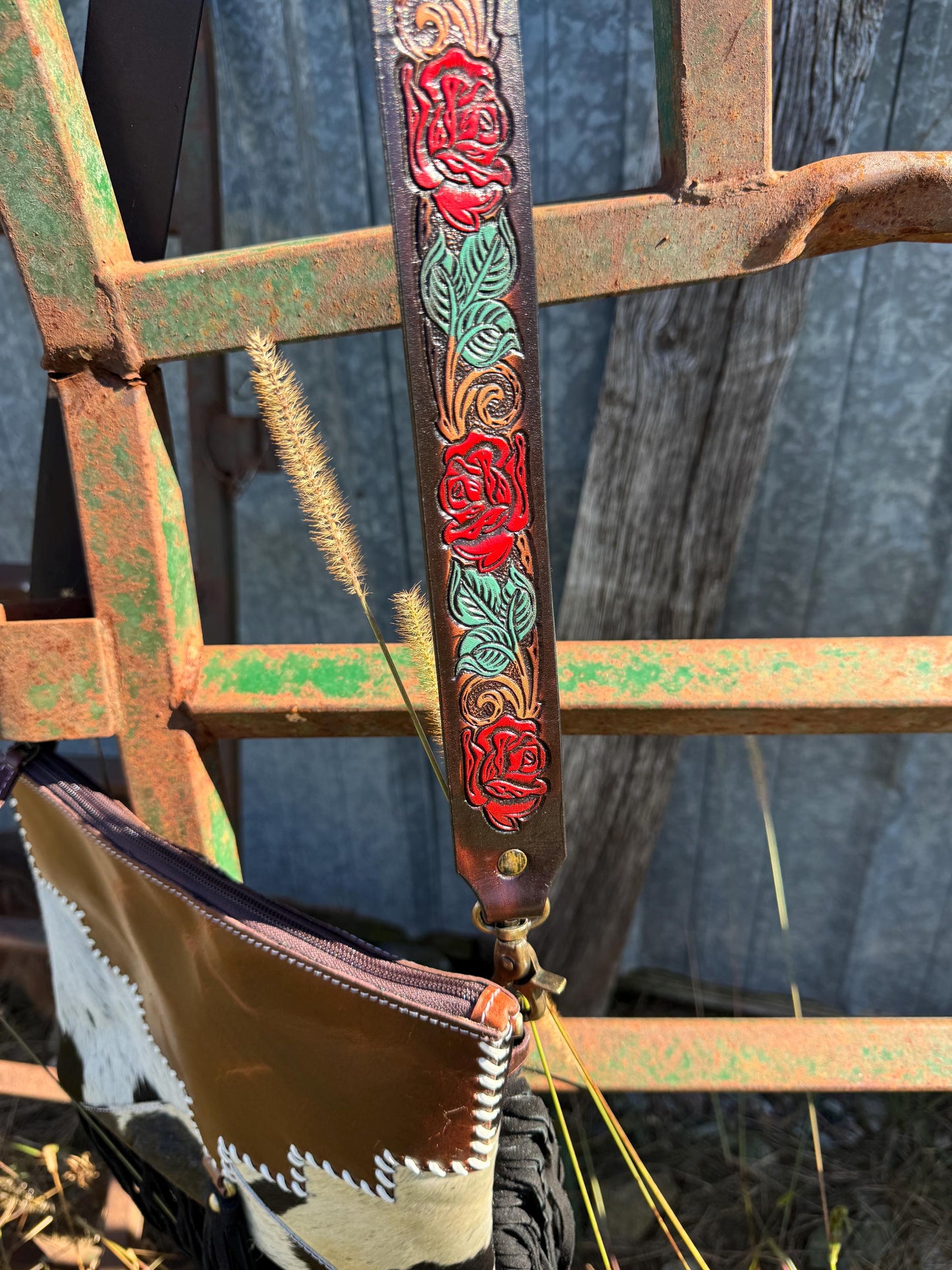 Western purse shoulder strap with roses by Double B Wild Rags