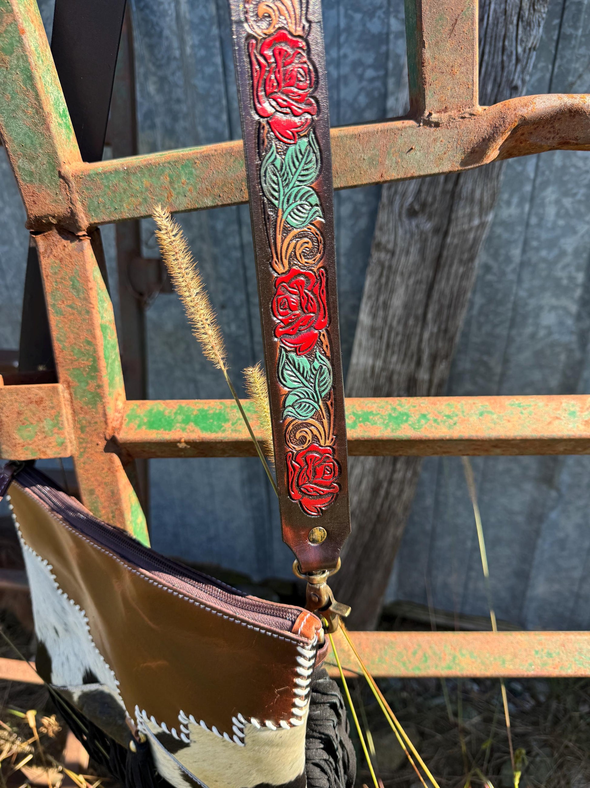 Western purse shoulder strap with roses by Double B Wild Rags