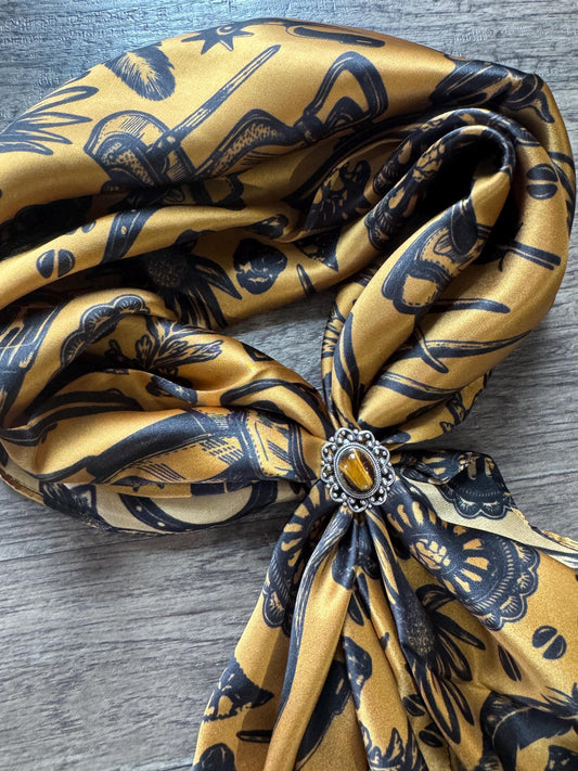 100% Silk Wild Rag Golden High Country Cowboy Essentials by Double B Wild Rags