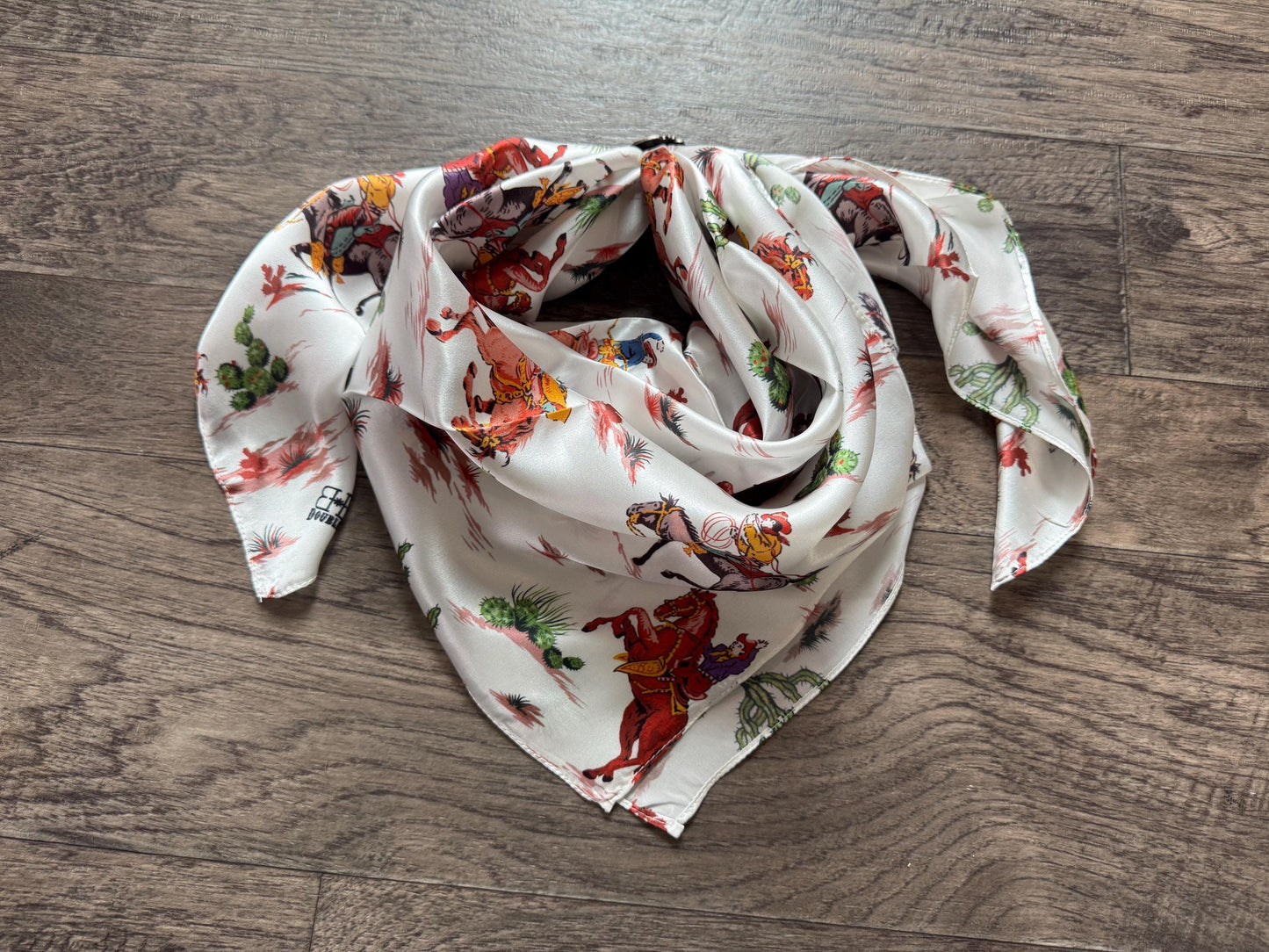 100% Silk Wild Rag Retro Cowboys in Desert by Double B Wild Rags