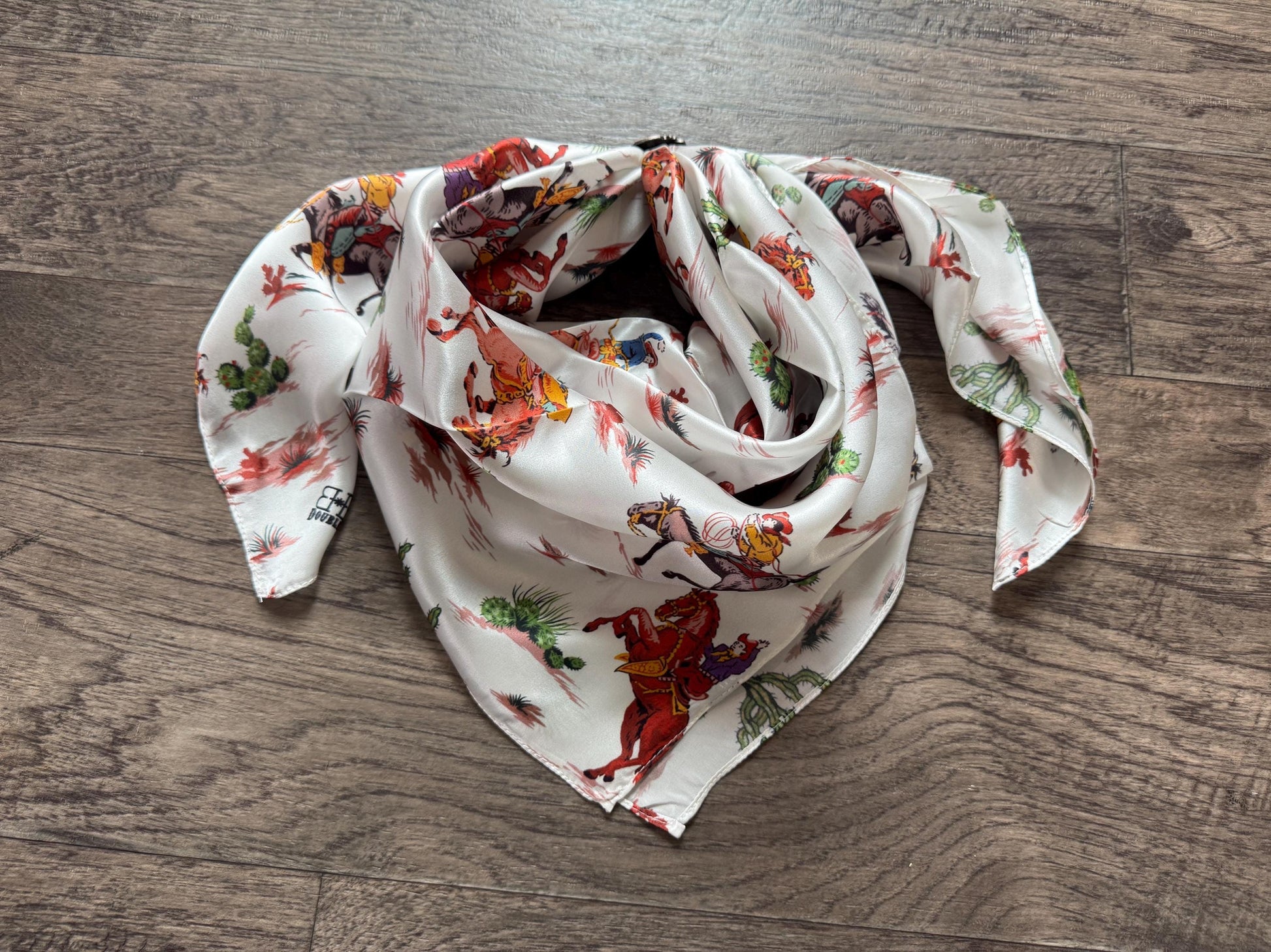 100% Silk Wild Rag Retro Cowboys in Desert by Double B Wild Rags