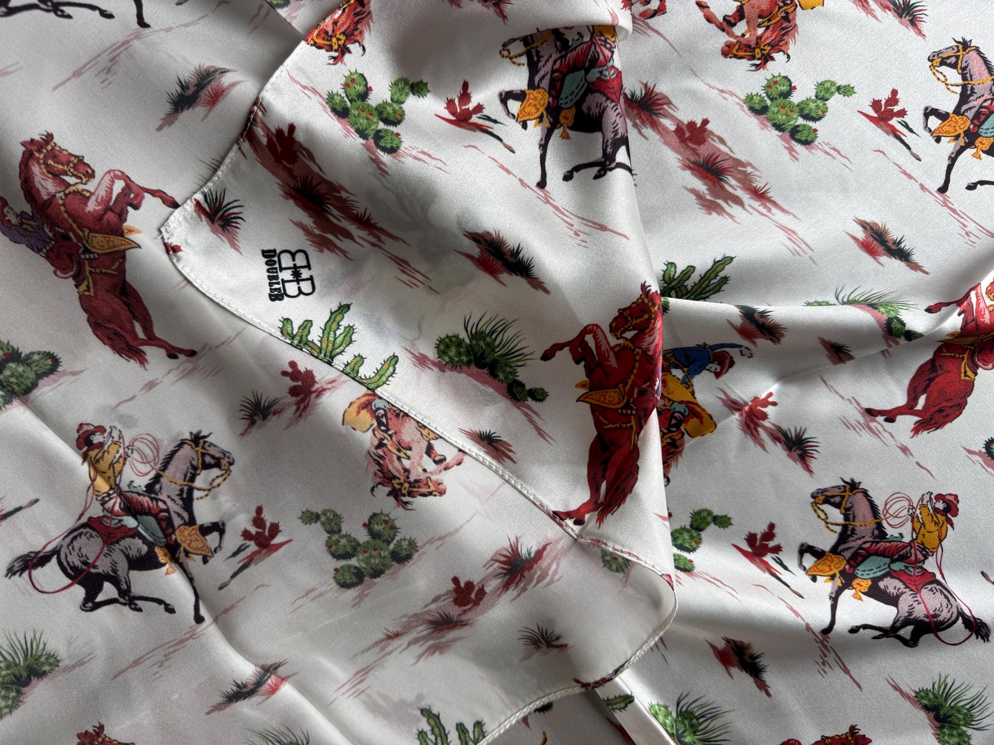 100% Silk Wild Rag Retro Cowboys in Desert by Double B Wild Rags