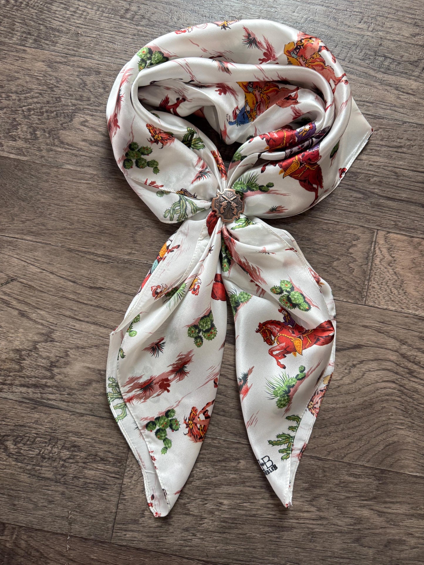 100% Silk Wild Rag Retro Cowboys in Desert by Double B Wild Rags