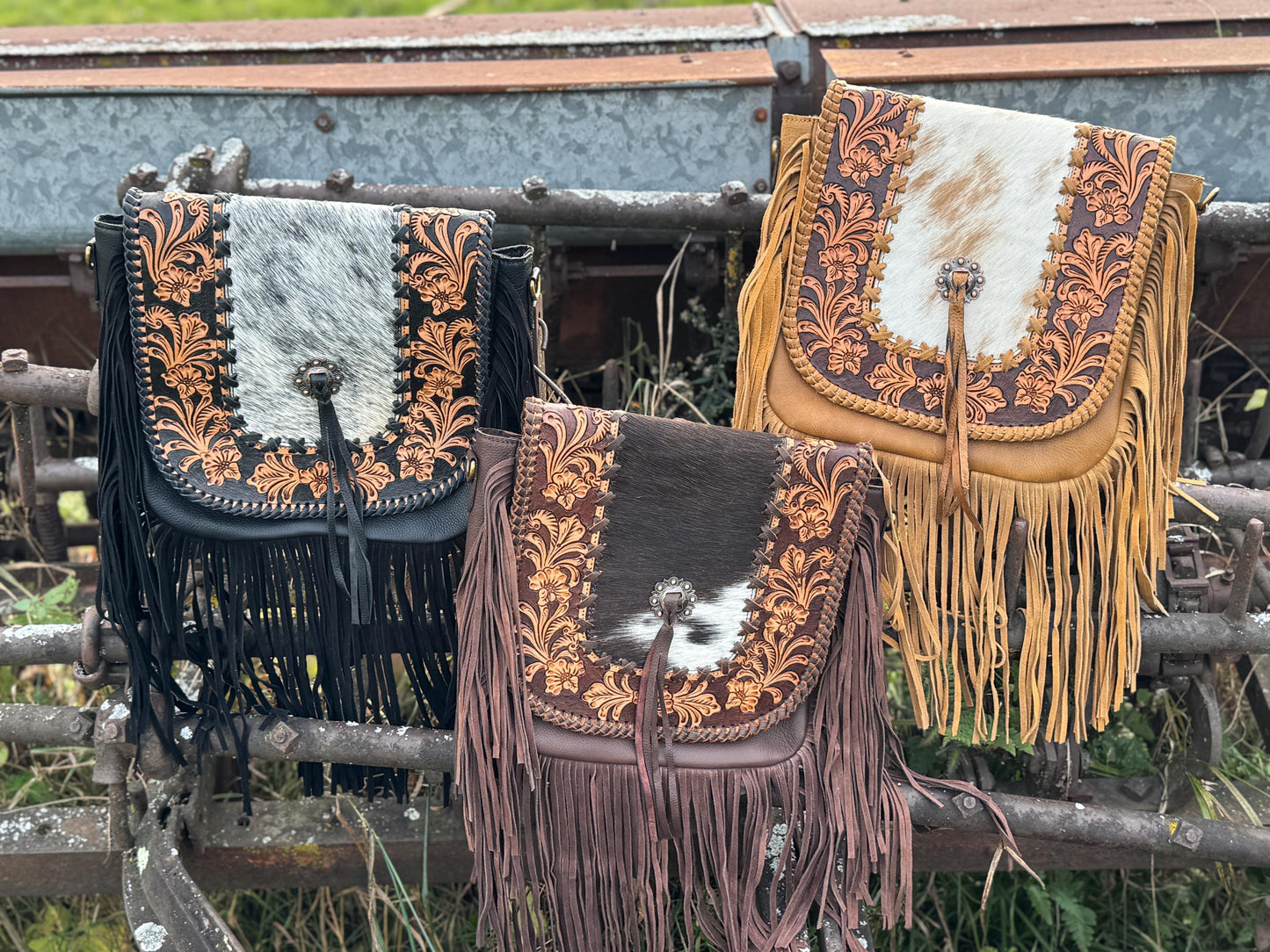 Western Fringe Purse Genuine Cowhide and Leather by Double B Wild Rags