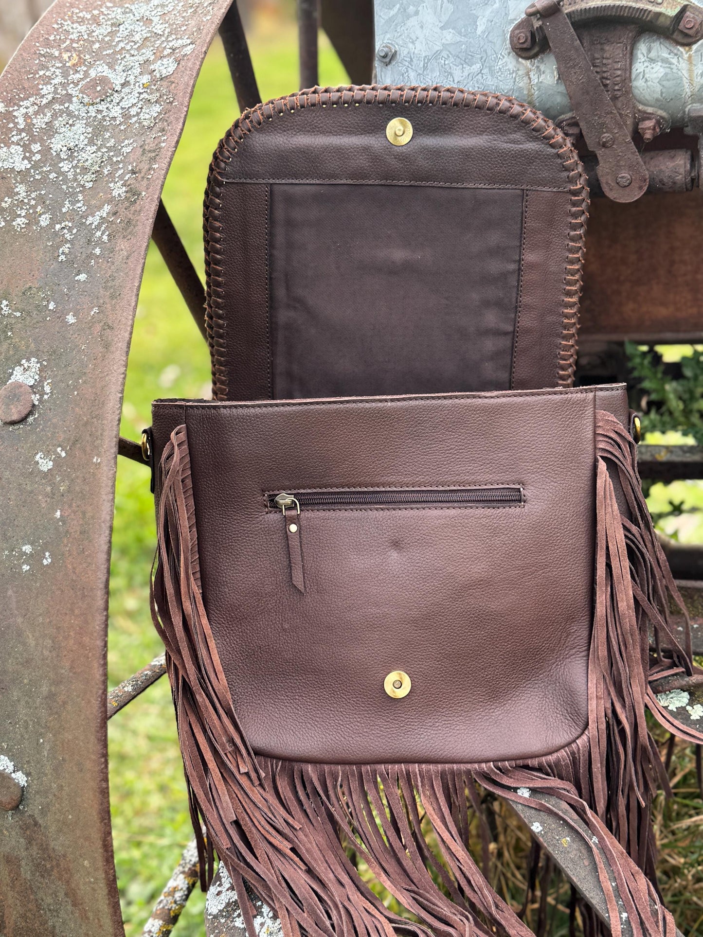 Western Fringe Purse Genuine Cowhide and Leather by Double B Wild Rags