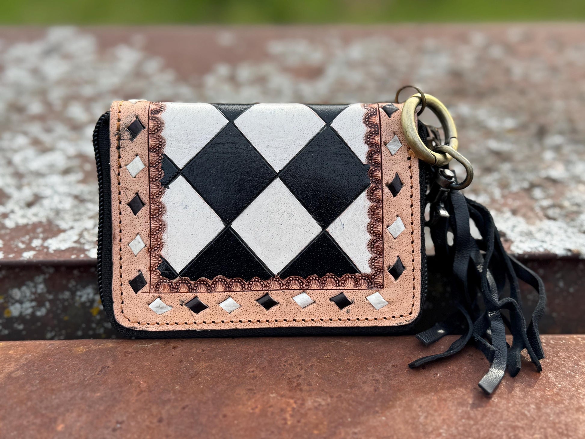 Black and White Checkered Small Wallet by Double B Wild Rags