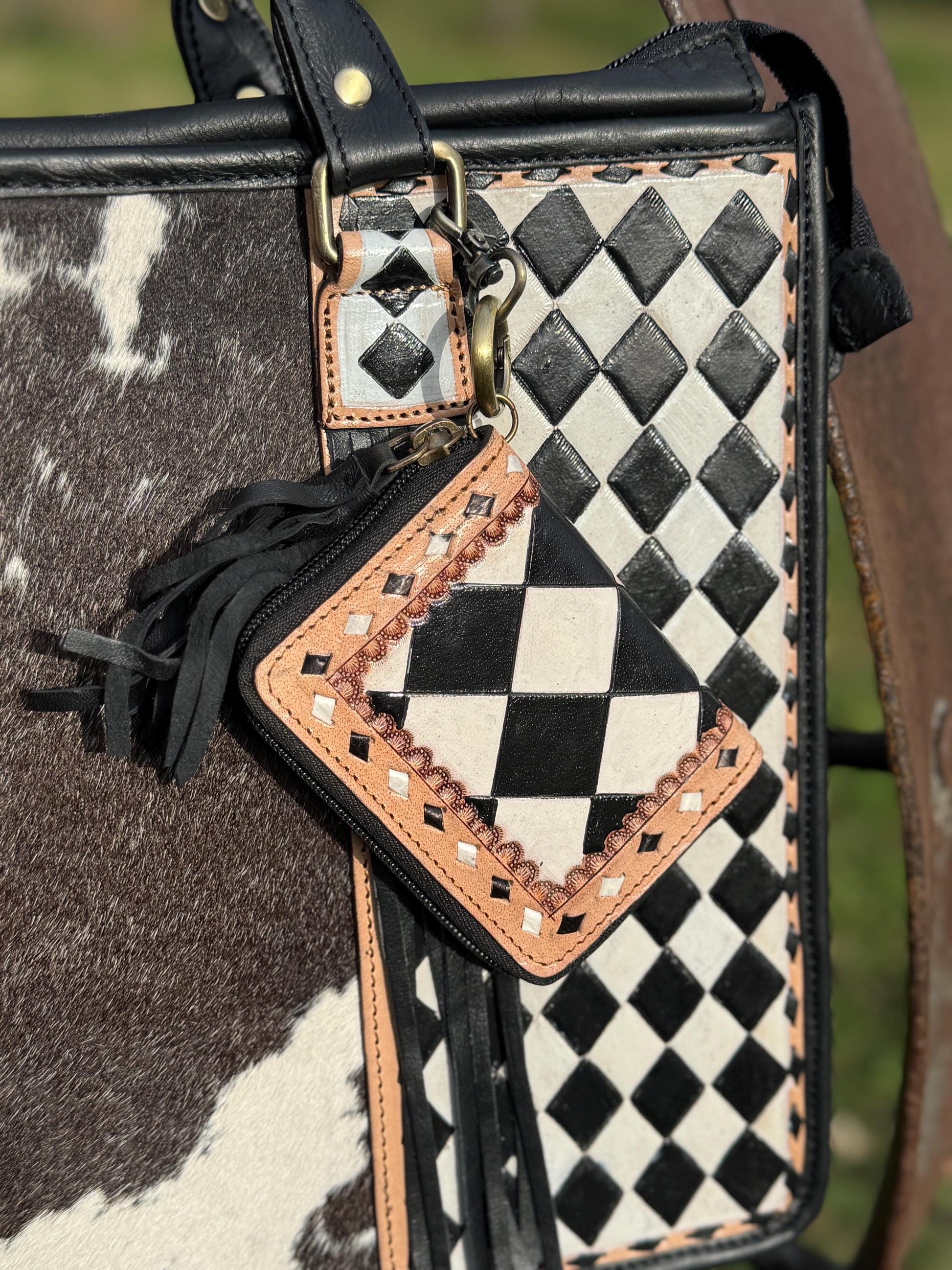 Black and White Checkered Small Wallet by Double B Wild Rags