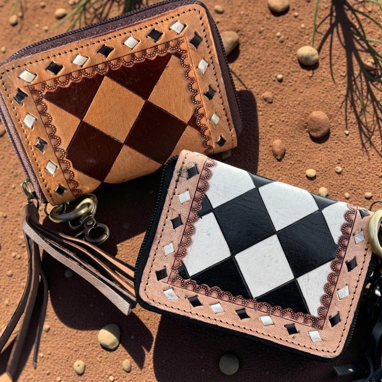 Black and White Checkered Small Wallet by Double B Wild Rags