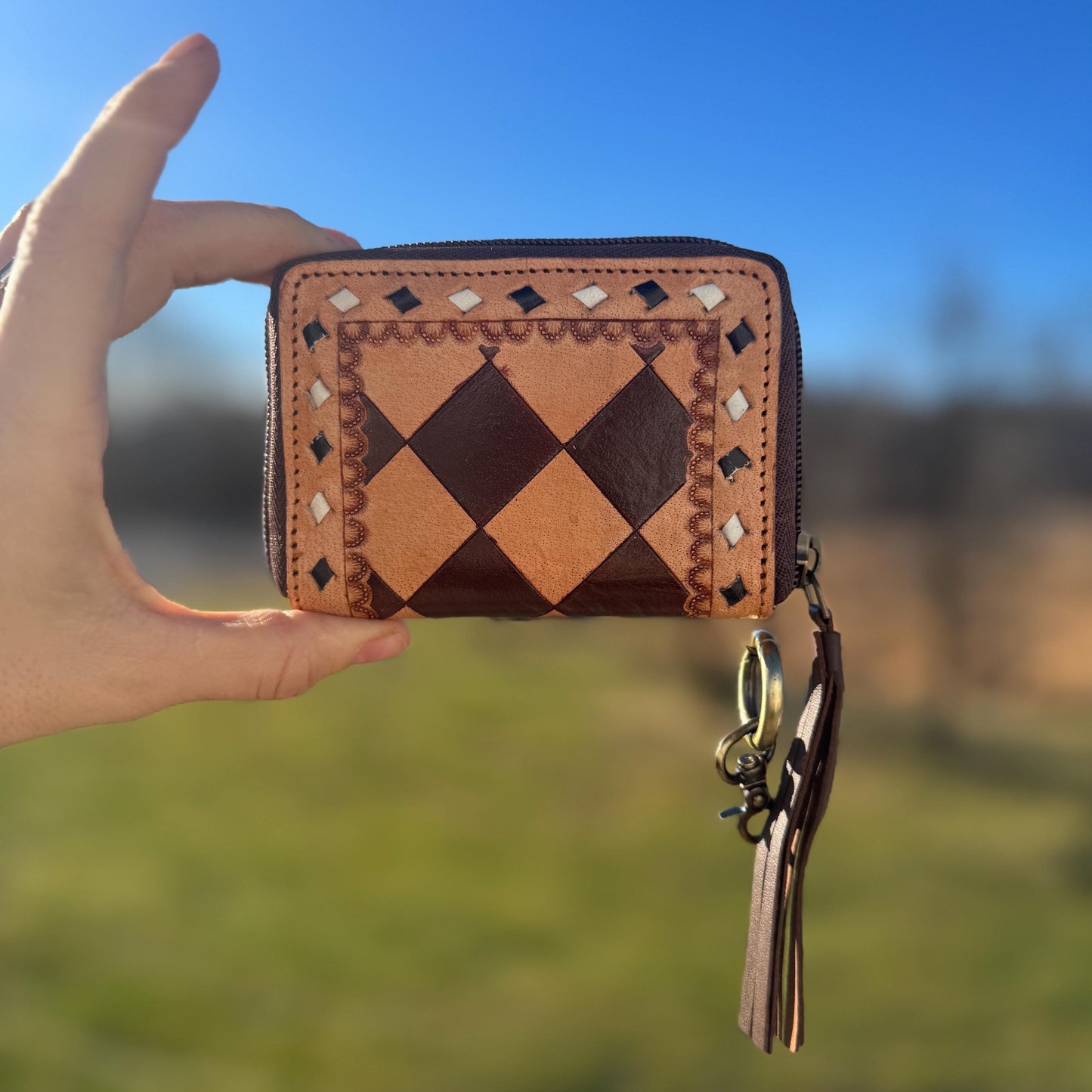 Black and White Checkered Small Wallet by Double B Wild Rags