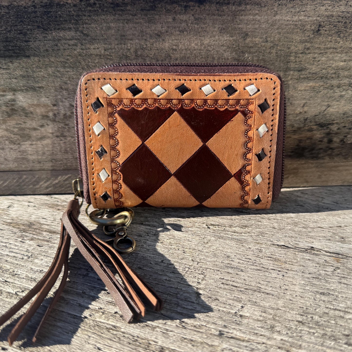 Black and White Checkered Small Wallet by Double B Wild Rags