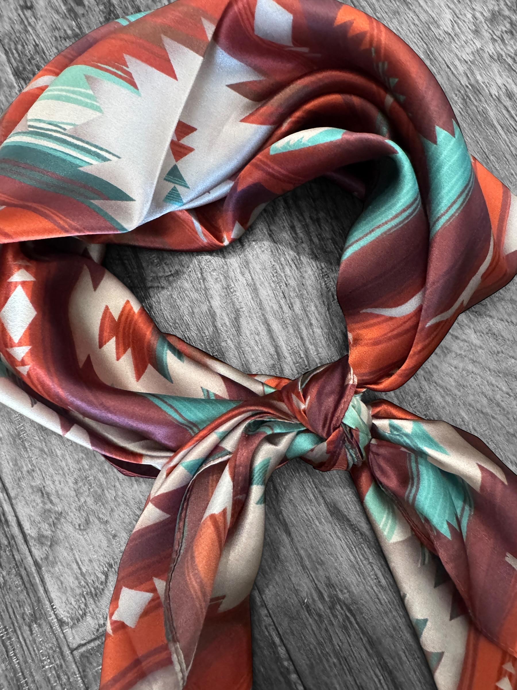 100% Silk Wild Rag Southwest Serape Longhorn by Double B Wild Rags