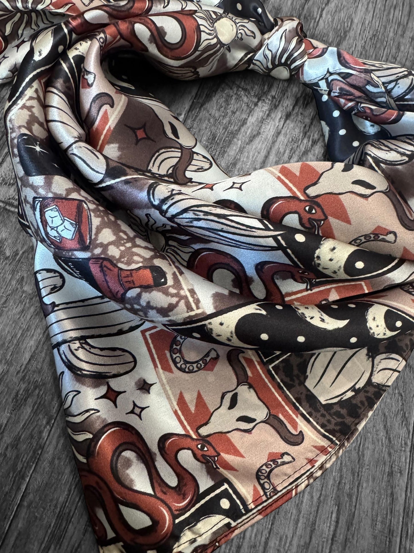 100% Silk Wild Rag Desert Patch by Double B Wild Rags
