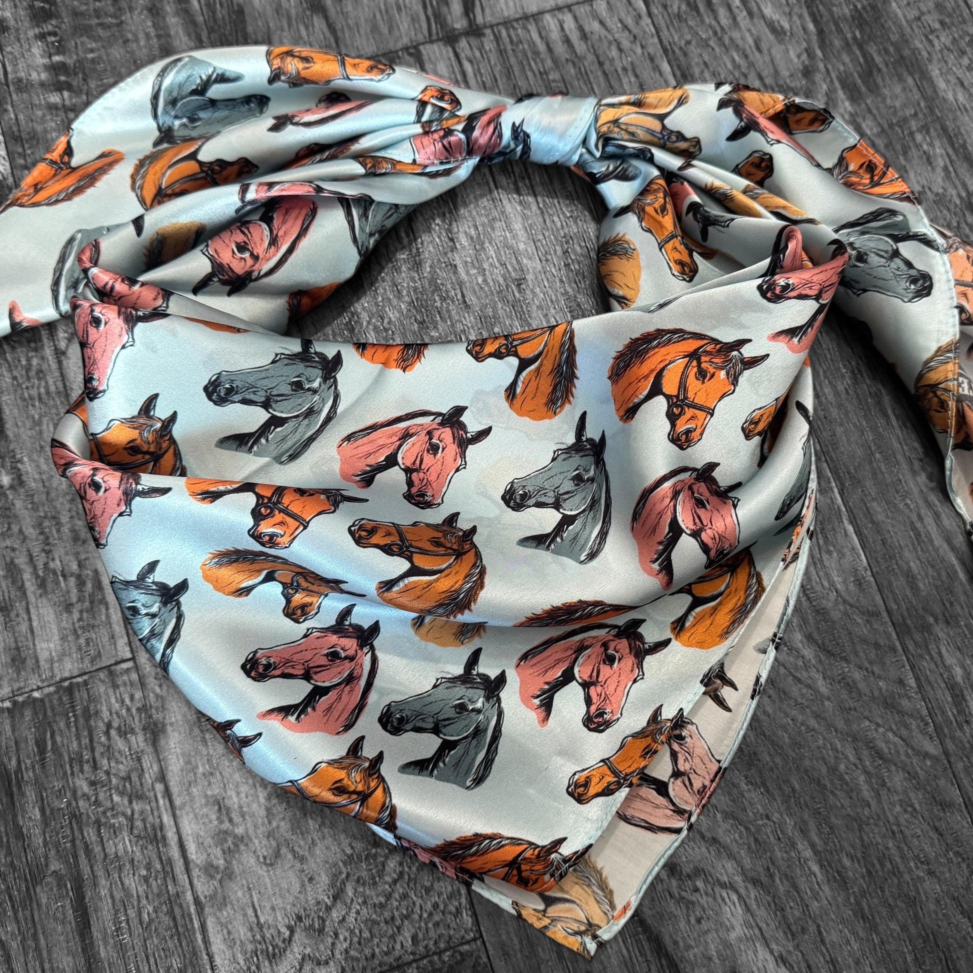 100% Silk Wild Rag Western Color Pop Horse by Double B Wild Rags