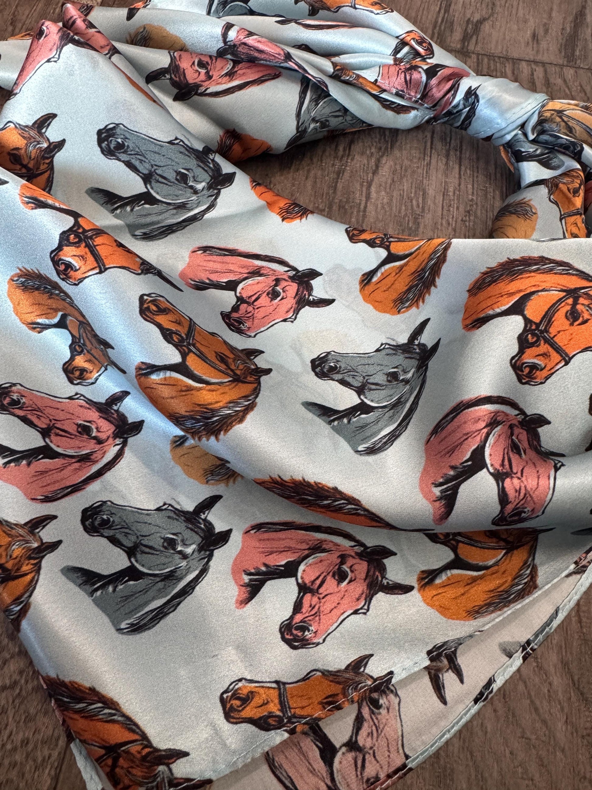 100% Silk Wild Rag Western Color Pop Horse by Double B Wild Rags