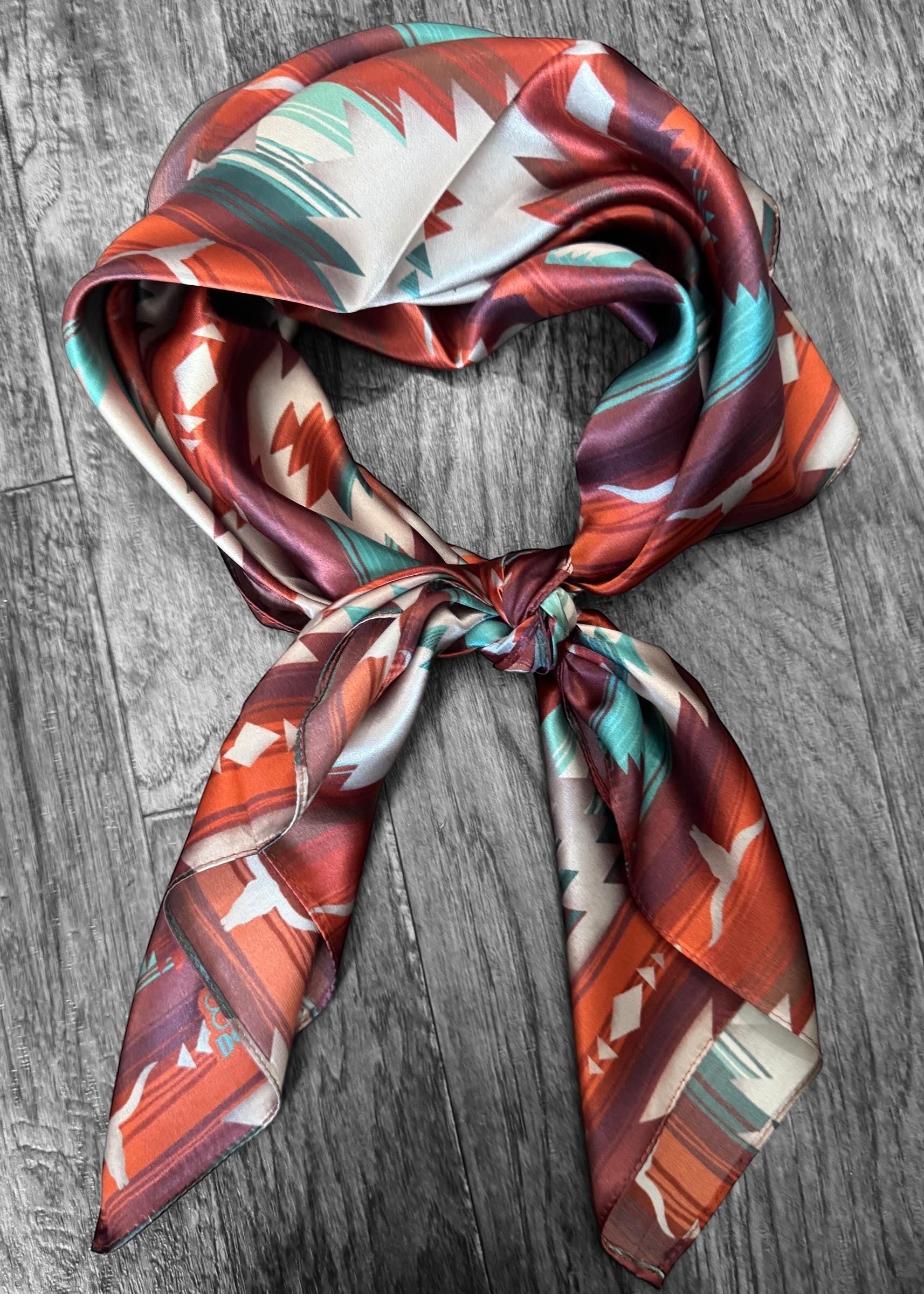 100% Silk Wild Rag Southwest Serape Longhorn by Double B Wild Rags