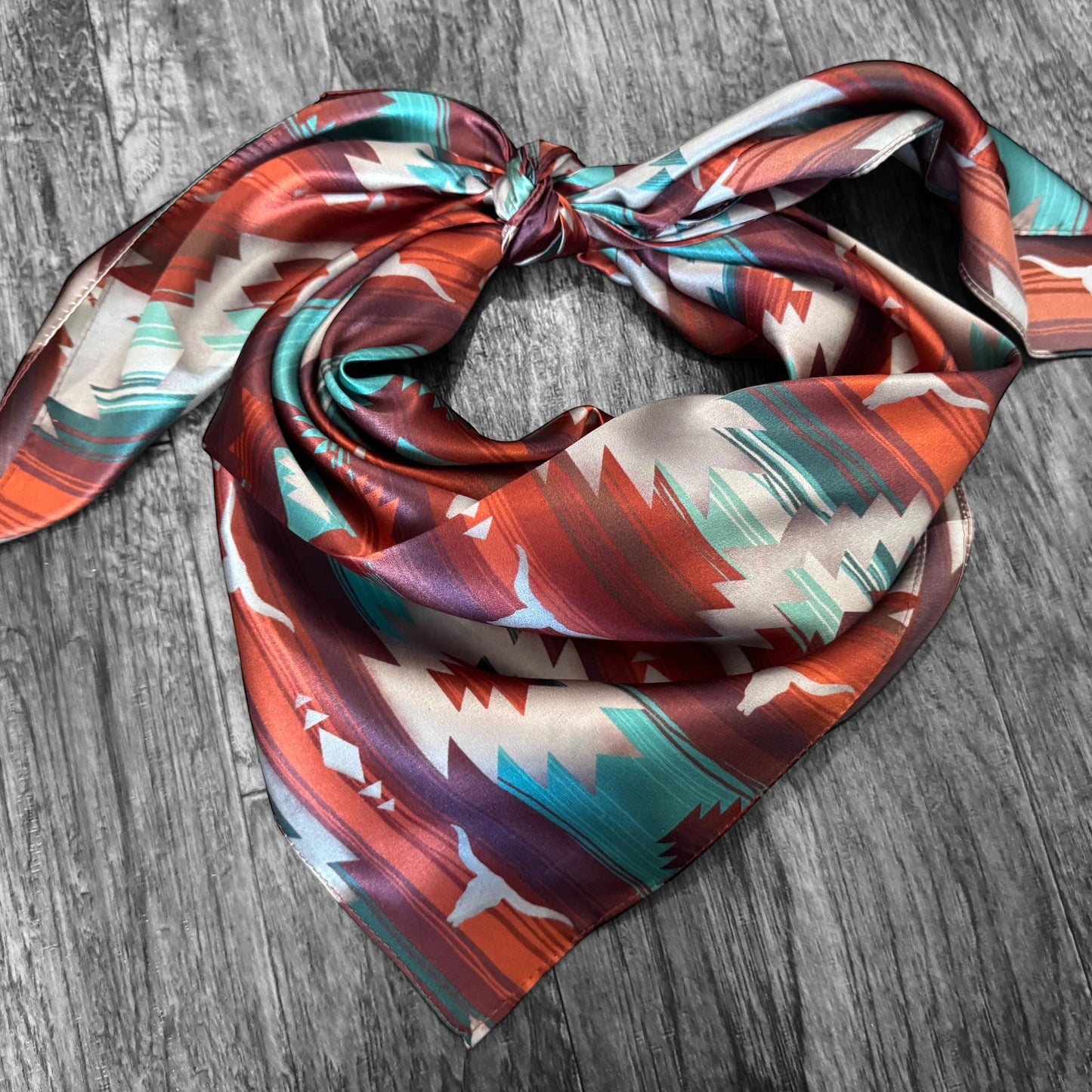 100% Silk Wild Rag Southwest Serape Longhorn by Double B Wild Rags