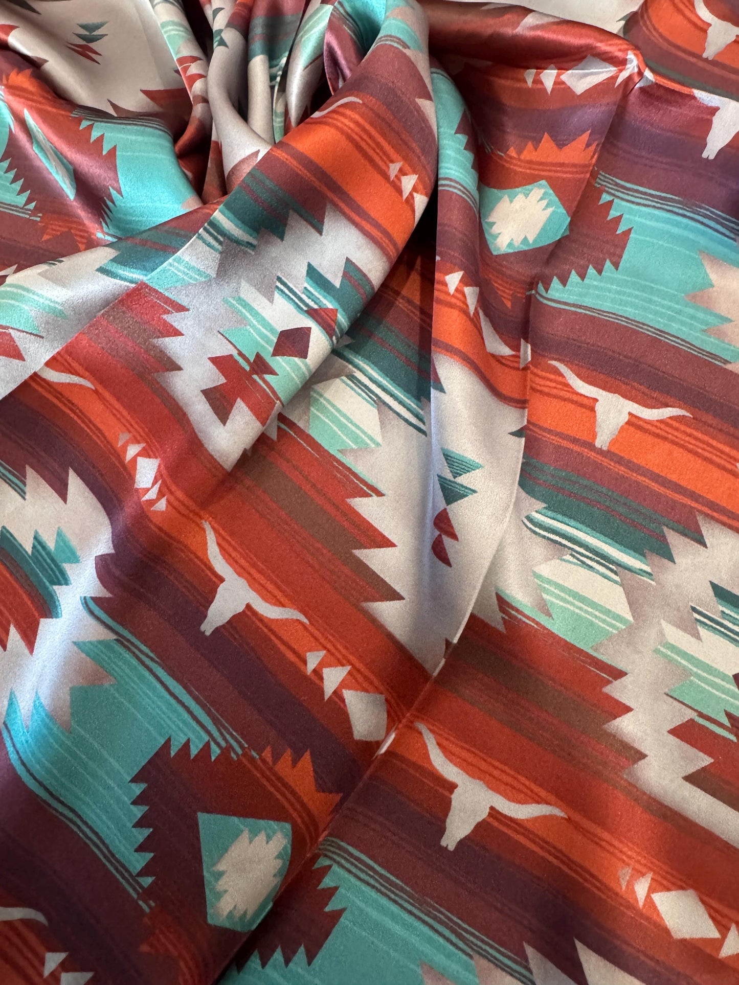 100% Silk Wild Rag Southwest Serape Longhorn by Double B Wild Rags